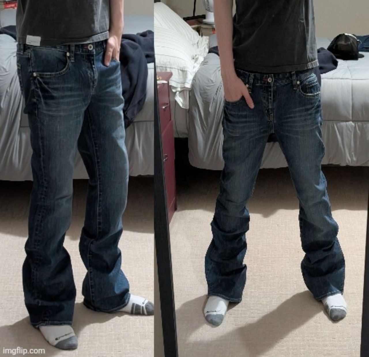 y2k Uniqlo faded bootcut flared jeans denim japanese archive