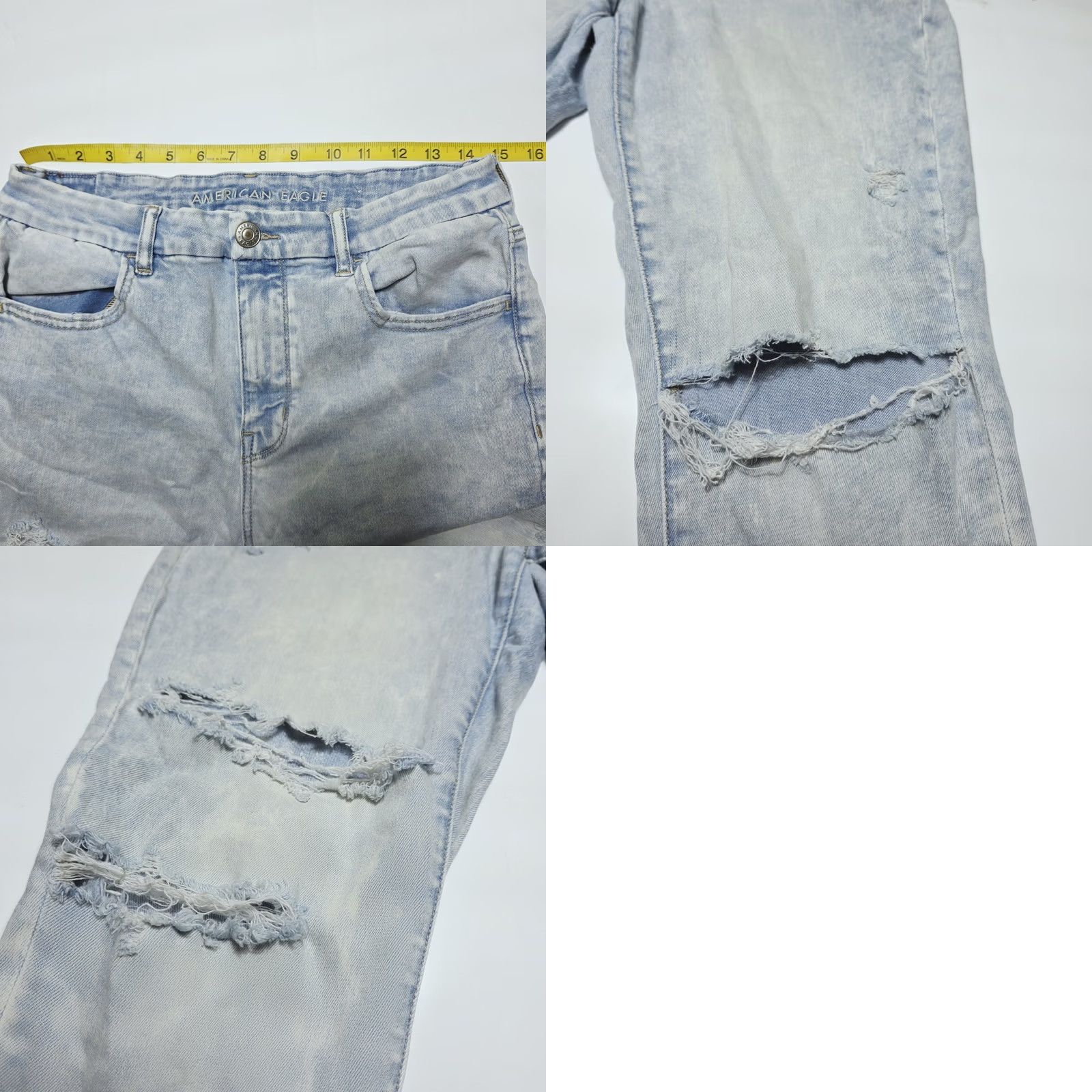 American Eagle Outfitters American Eagle AE Next Level Stretch Curvy Hi-Rise Distressed Jeans Size 14 Women Straight Blue 28in Inseam Regular 24 in Waist Stretch Jeans Size 36" / US 14 / IT 50 - 8 Thumbnail