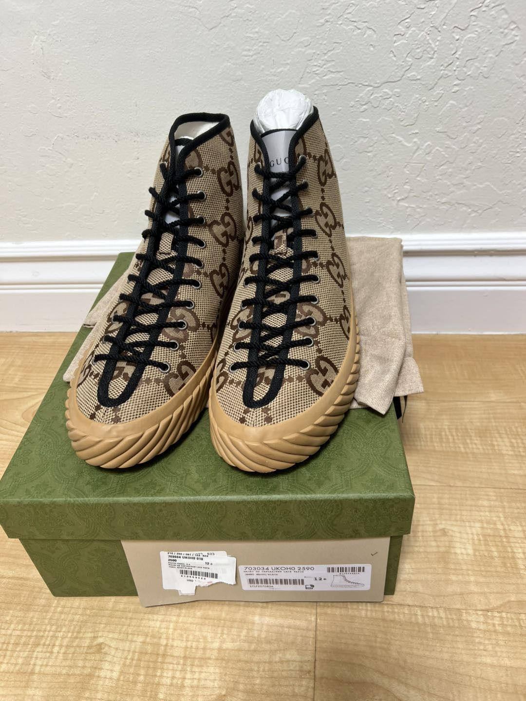 Gucci Gucci Maxi GG High Top Beige Ebony Size US 13 / EU 46 - 6 Thumbnail