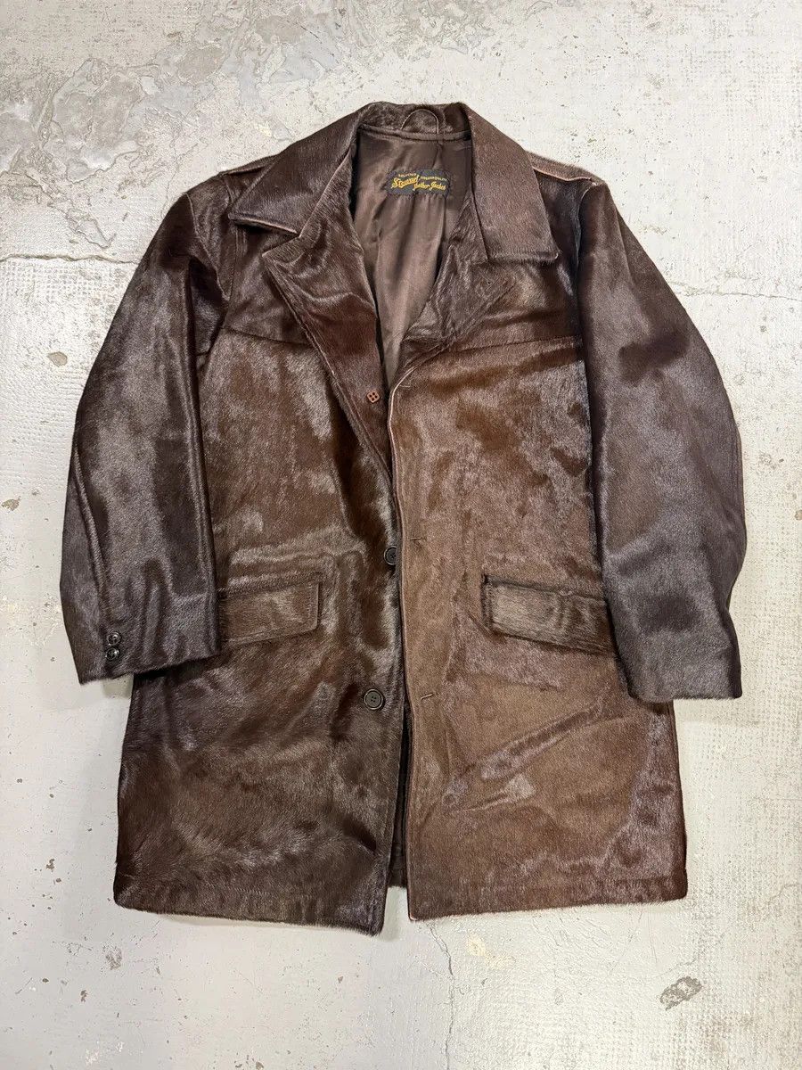 Vintage 1990s Archive Brown Pony Hair Leather Long Coat Size US M / EU 48-50 / 2 - 5 Thumbnail