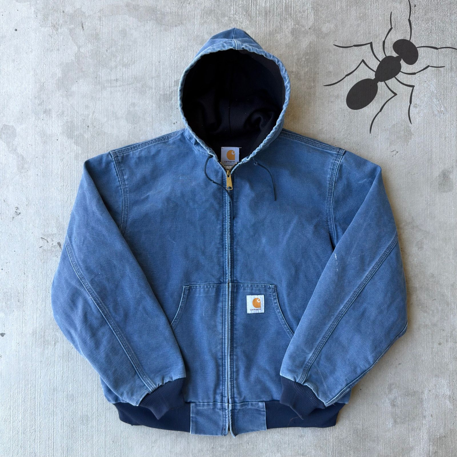 Carhartt × Vintage Vintage Carhartt J05 NVY blue hooded work wear jacket Size US L / EU 52-54 / 3 - 1 Thumbnail