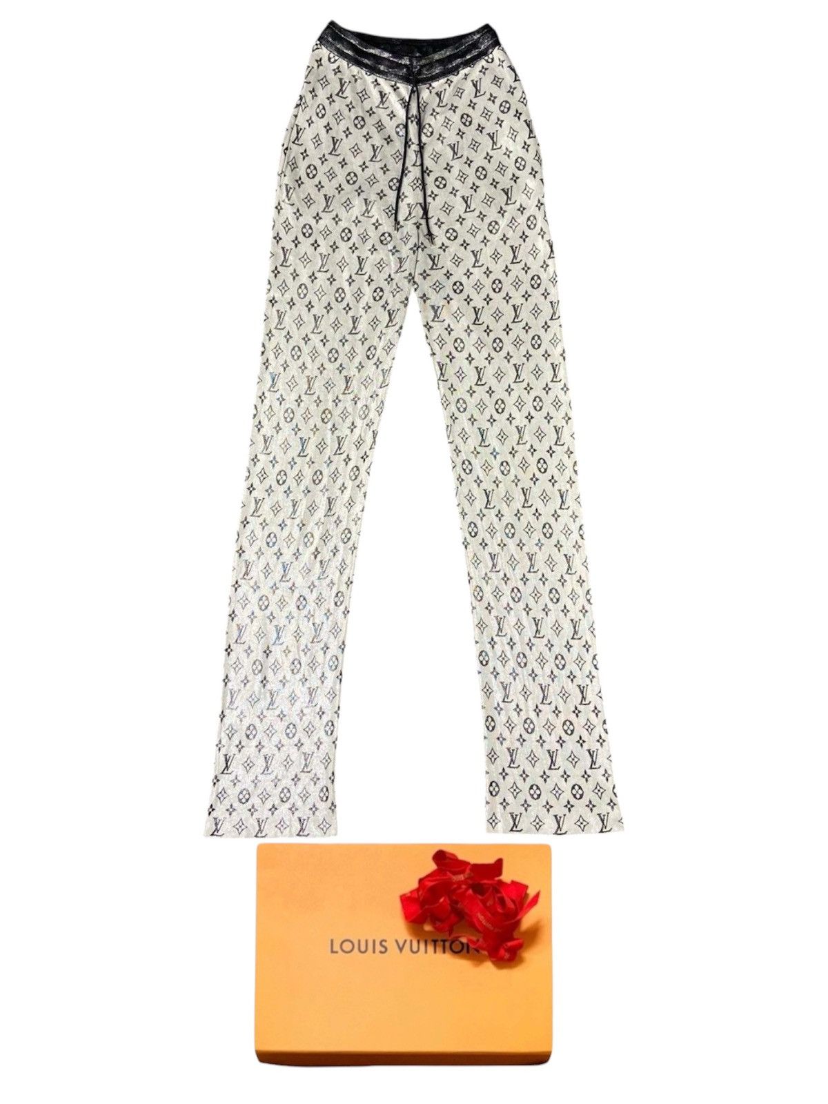 Louis Vuitton Louis Vuitton M Silk Jogger Pants Monogram White Black Size 26" / US 2 / IT 38 - 1 Thumbnail