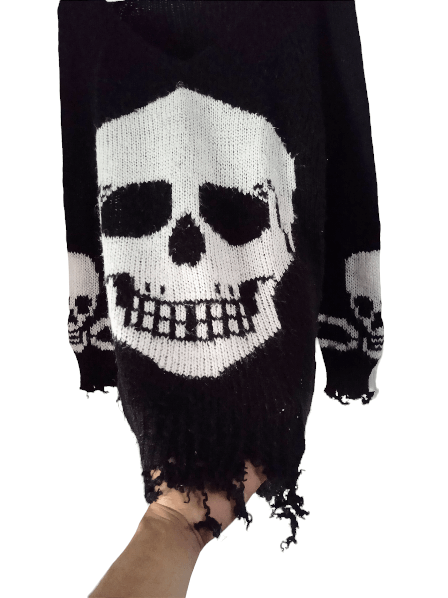 If Six Was Nine × Japanese Brand × Le Grande Bleu (L.G.B.) Distressed Grunge Big skull Mesh knit Size US M / EU 48-50 / 2 - 3 Thumbnail