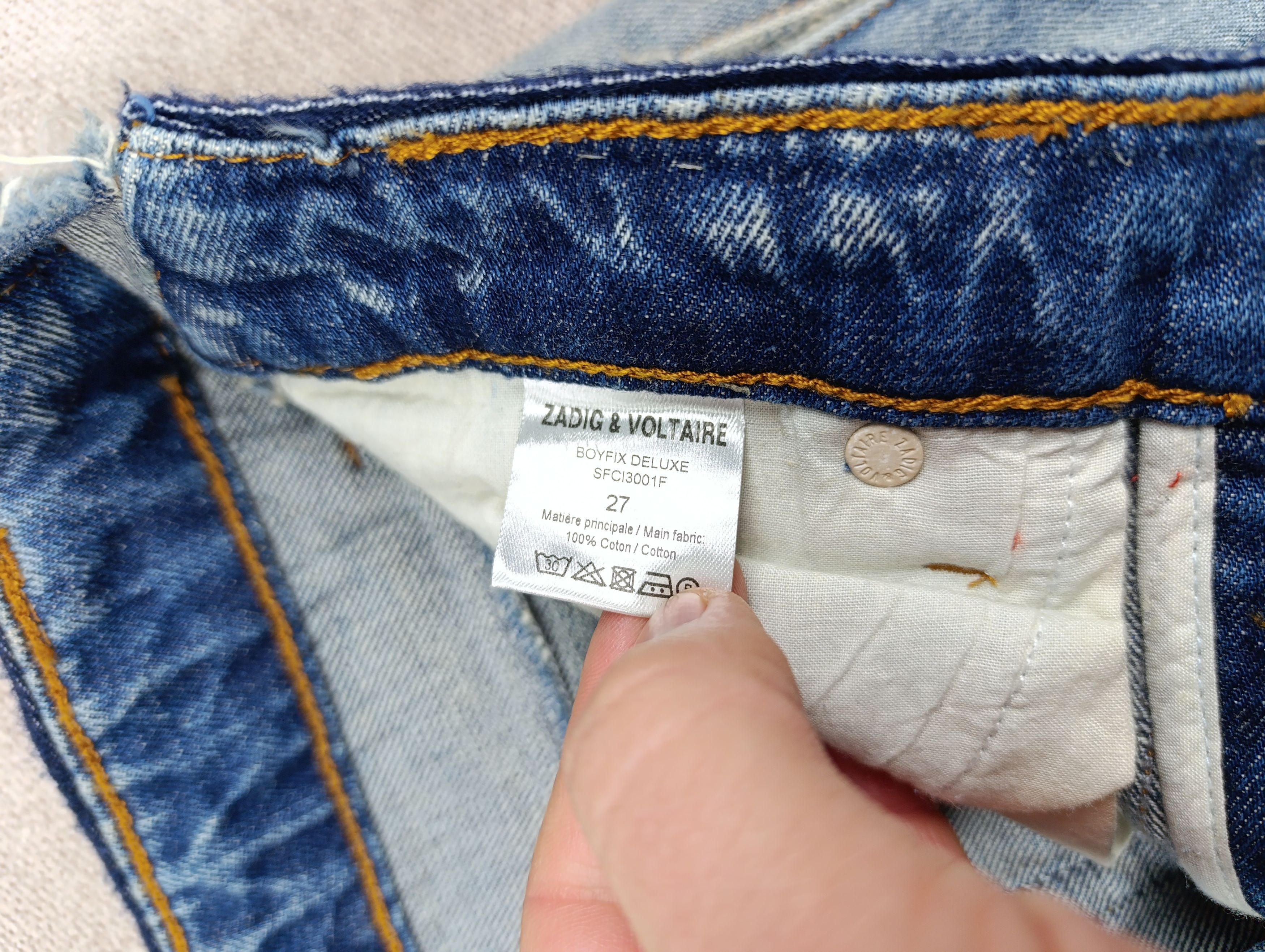 ZADIG VOLTAIRE DELUXE BOYFIX PATCHWORK BOYFRIEND JEANS BLUE