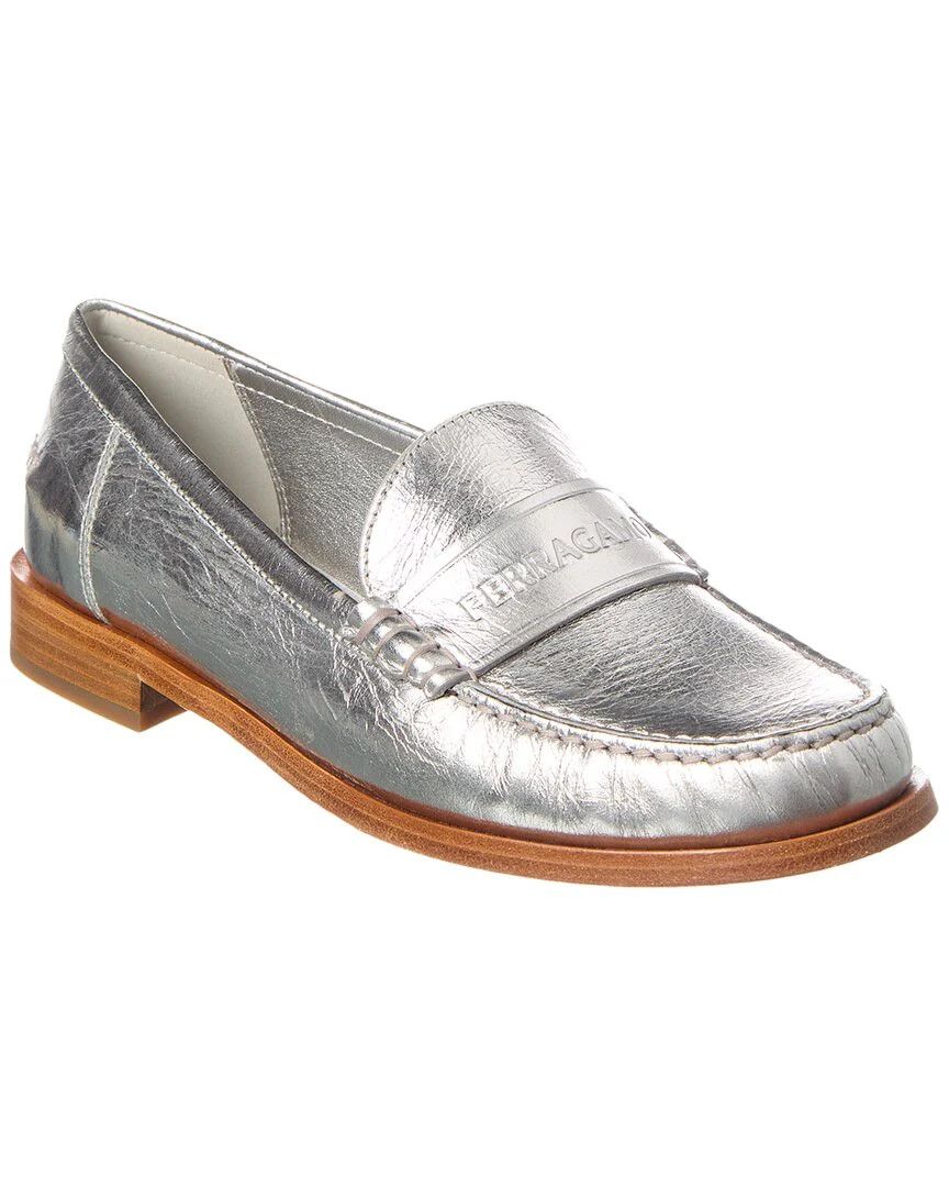 Salvatore Ferragamo o1y0426 Loafers in Silver Size US 10 / IT 40 - 2 Thumbnail