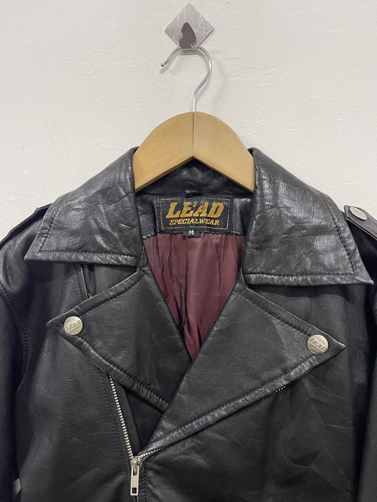 Japanese Brand × Vintage LEAD TOKYO JAPAN SPECIALWEAR DOUBLE COLLAR LEATHER JACKET Size M / US 6-8 / IT 42-44 - 3 Thumbnail