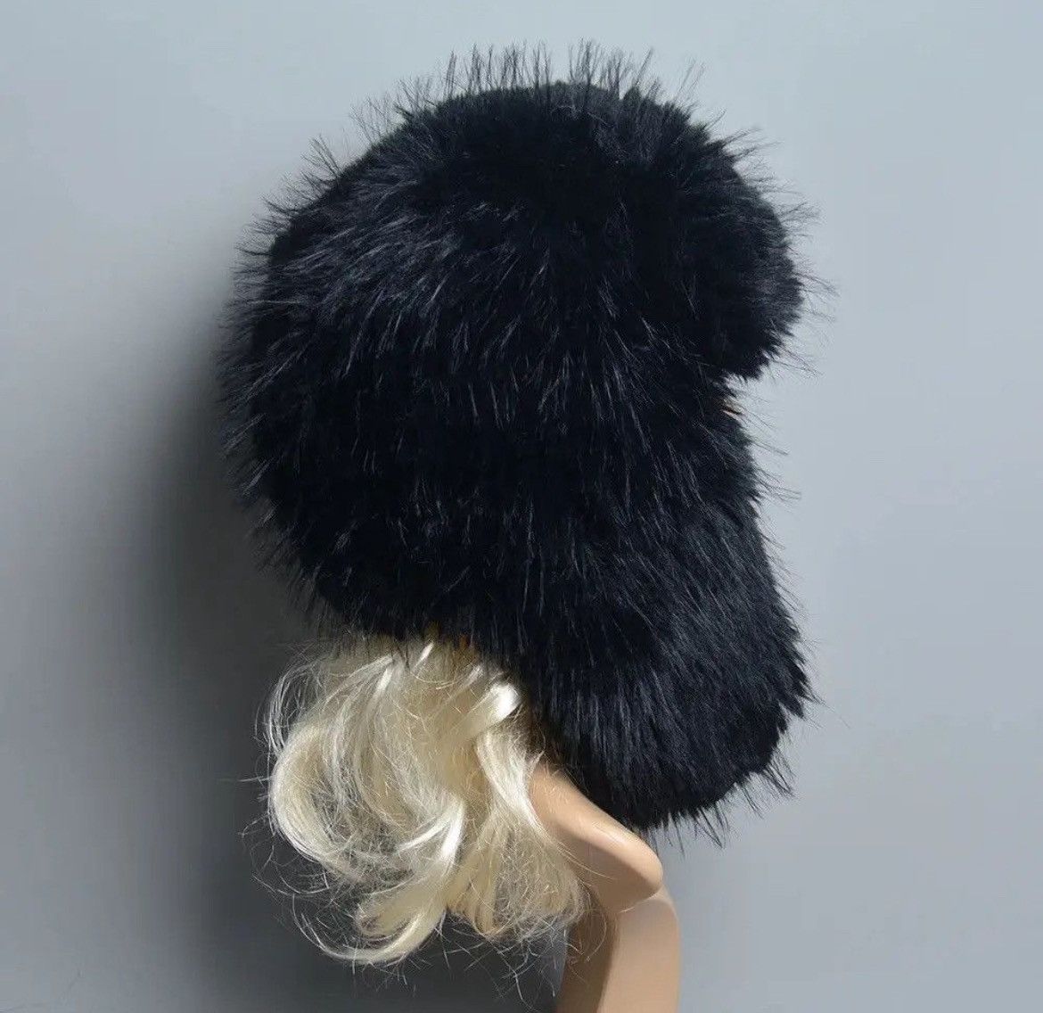 Japanese Brand Black Faux Fur Hat Size ONE SIZE - 2 Thumbnail