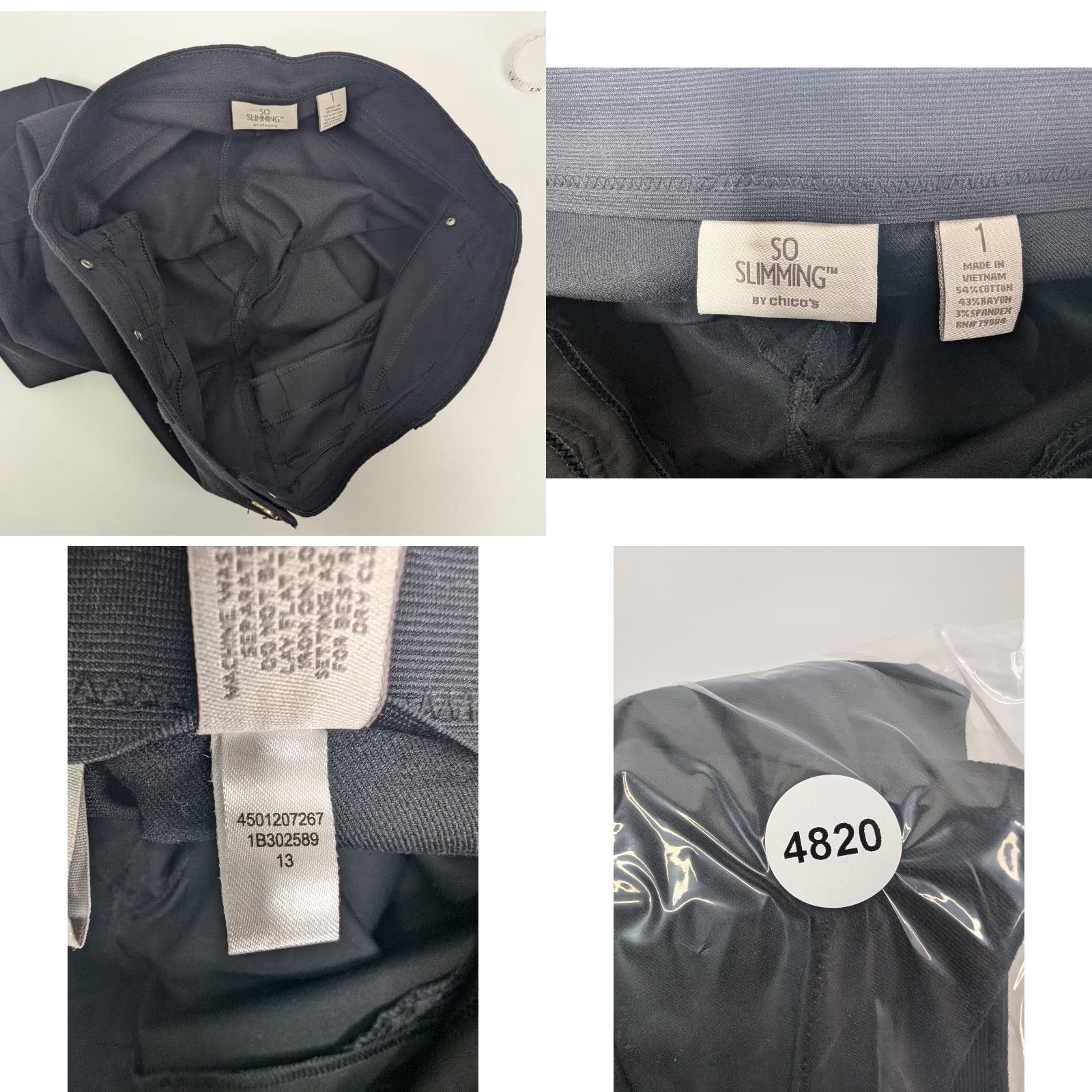 Vintage So Slimming by Chico's Black Tummy Control Cropped Stretch Jeans M Black Slimming Cropped Denim 5-Pocket Womens Jeans Size 32" / US 10 / IT 46 - 8 Thumbnail