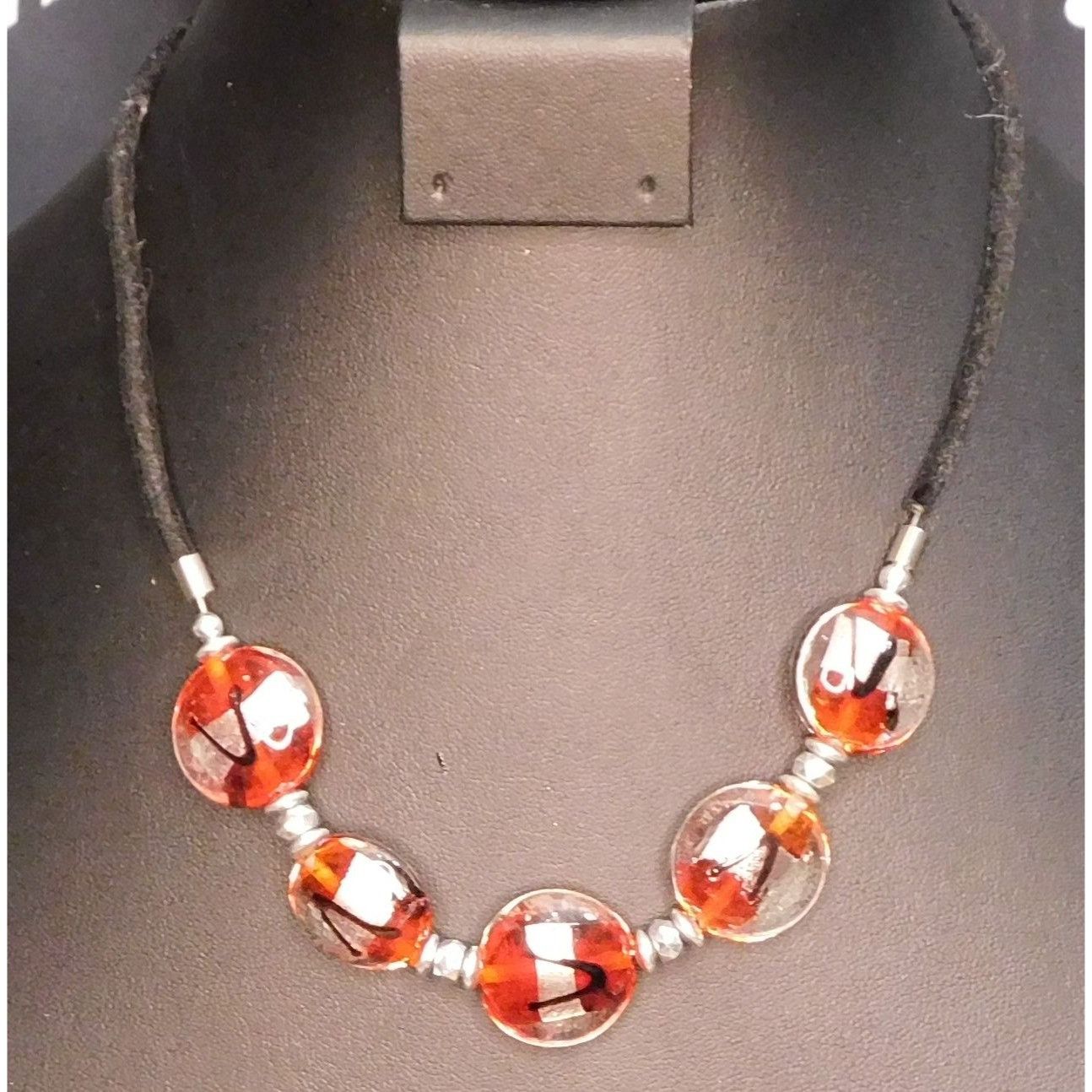Other Lamp Work Glass Red Black And Silver ToneNecklace Size ONE SIZE - 1 Thumbnail