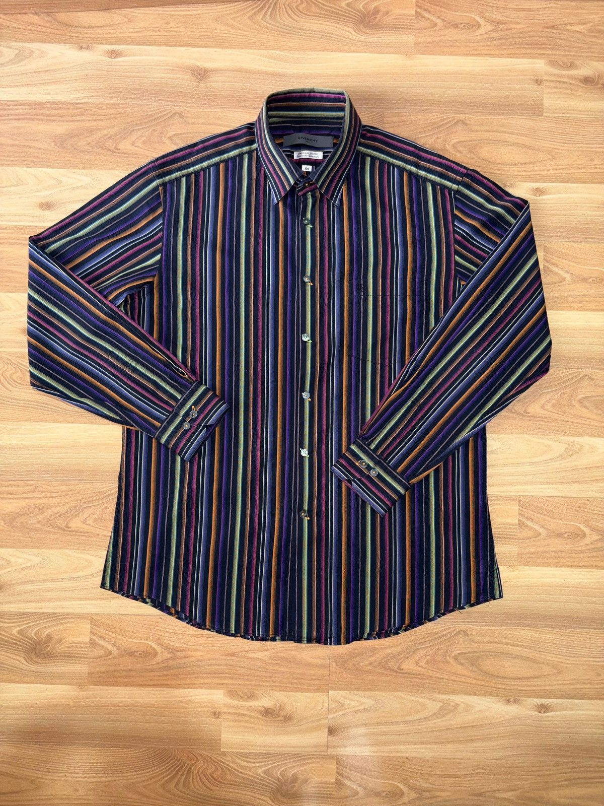 Givenchy VTG Givenchy 4G Logo Rainbow Stripe Shirt Size 105 (L) Size US L / EU 52-54 / 3 - 1 Thumbnail