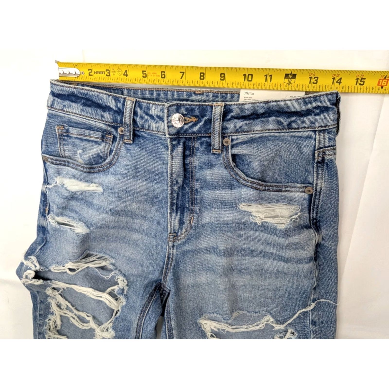 American Eagle Outfitters American Eagle Outfitters Mom Jeans Distressed Women 6 Short 28x26 Denim Blue 90s Grunge Retro Rock NWT Size 27" / US 4 / IT 40 - 6 Thumbnail