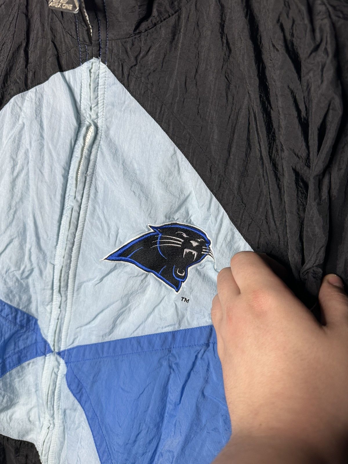 Apex Carolina Panthers 1990's Apex Full zip Jacket Windbreaker Size US L / EU 52-54 / 3 - 4 Thumbnail