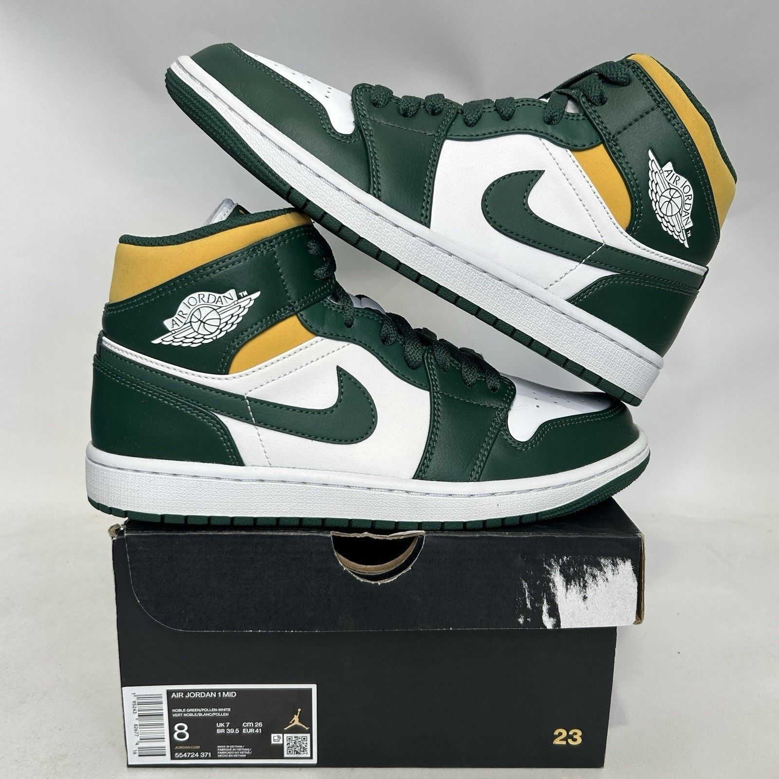 Jordan Brand Nike Air Jordan 1 Mid Retro “Sonics/White Green Yellow” Size US 8 / EU 41 - 1 Thumbnail