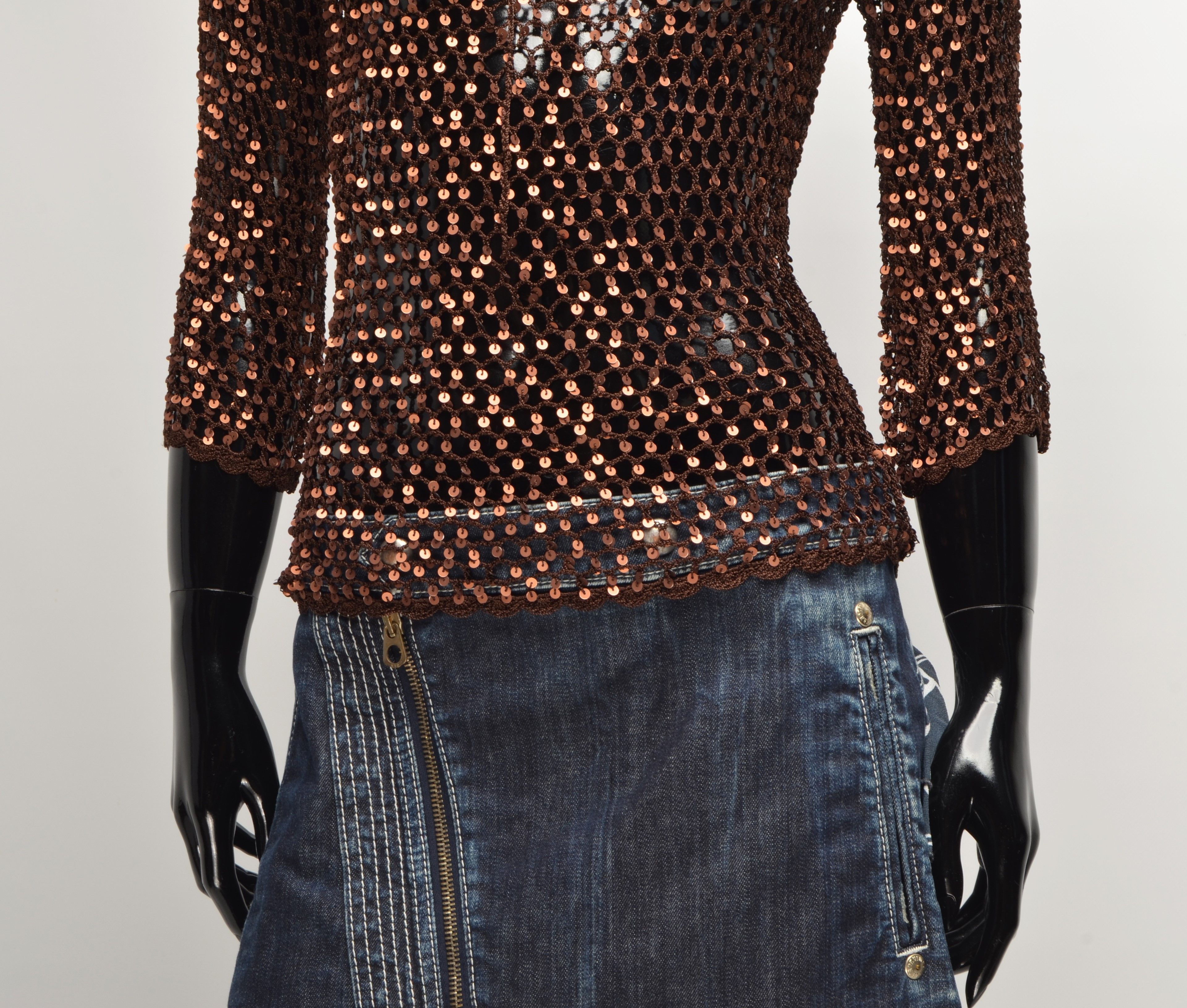 Vintage Vintage Y2K Cute Crochet Net Knit Sparkle Top Blouse Size S / US 4 / IT 40 - 3 Thumbnail