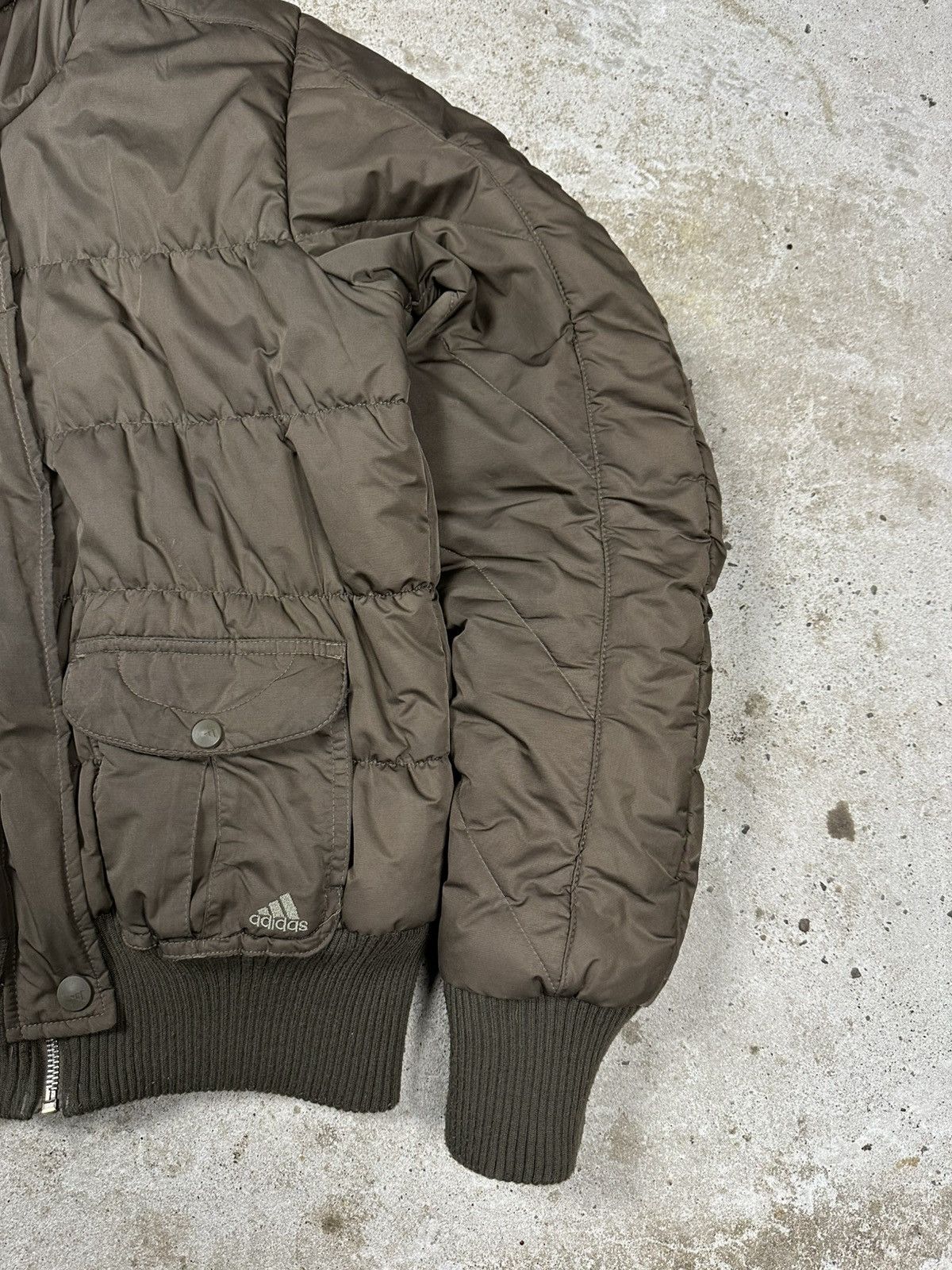 Adidas × Vintage Vintage Y2K Brown Adidas Hooded Bomber Jacket Utility Size US S / EU 44-46 / 1 - 4 Thumbnail