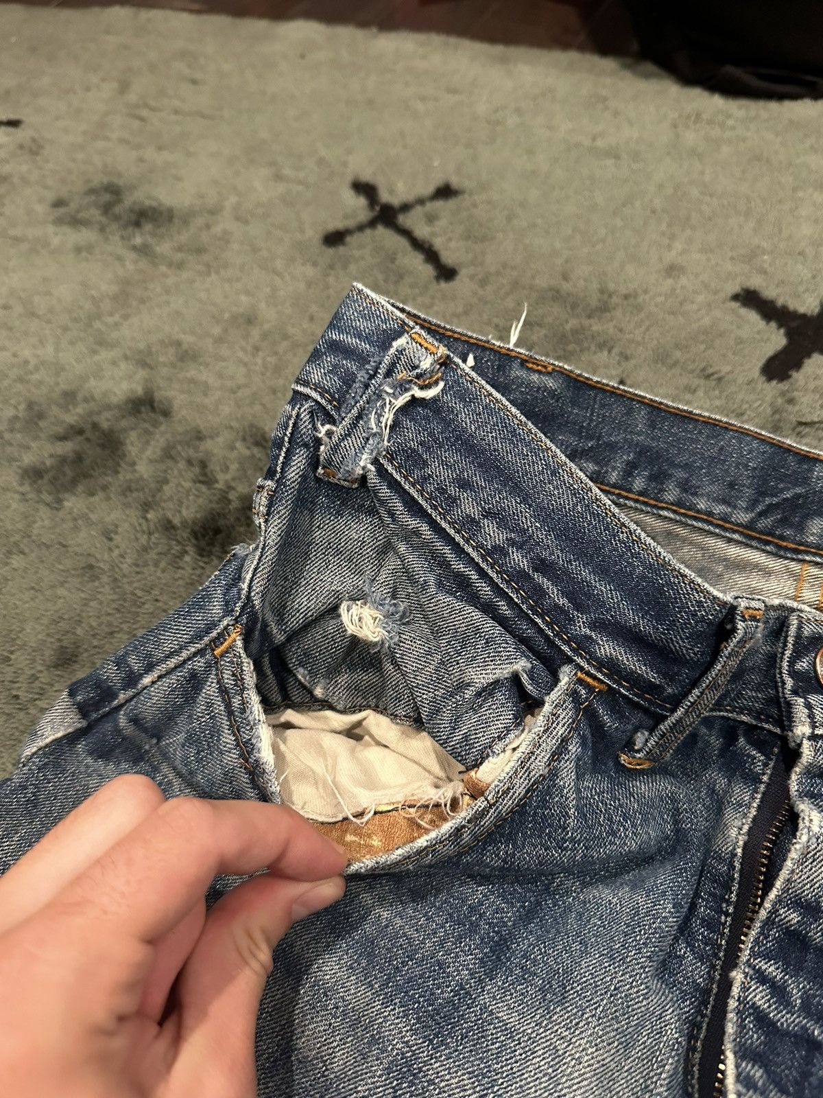 Levi's × Vintage Vintage 70’s Patchwork Big E Flared Orange Tab Levis Size US 29 - 12 Thumbnail