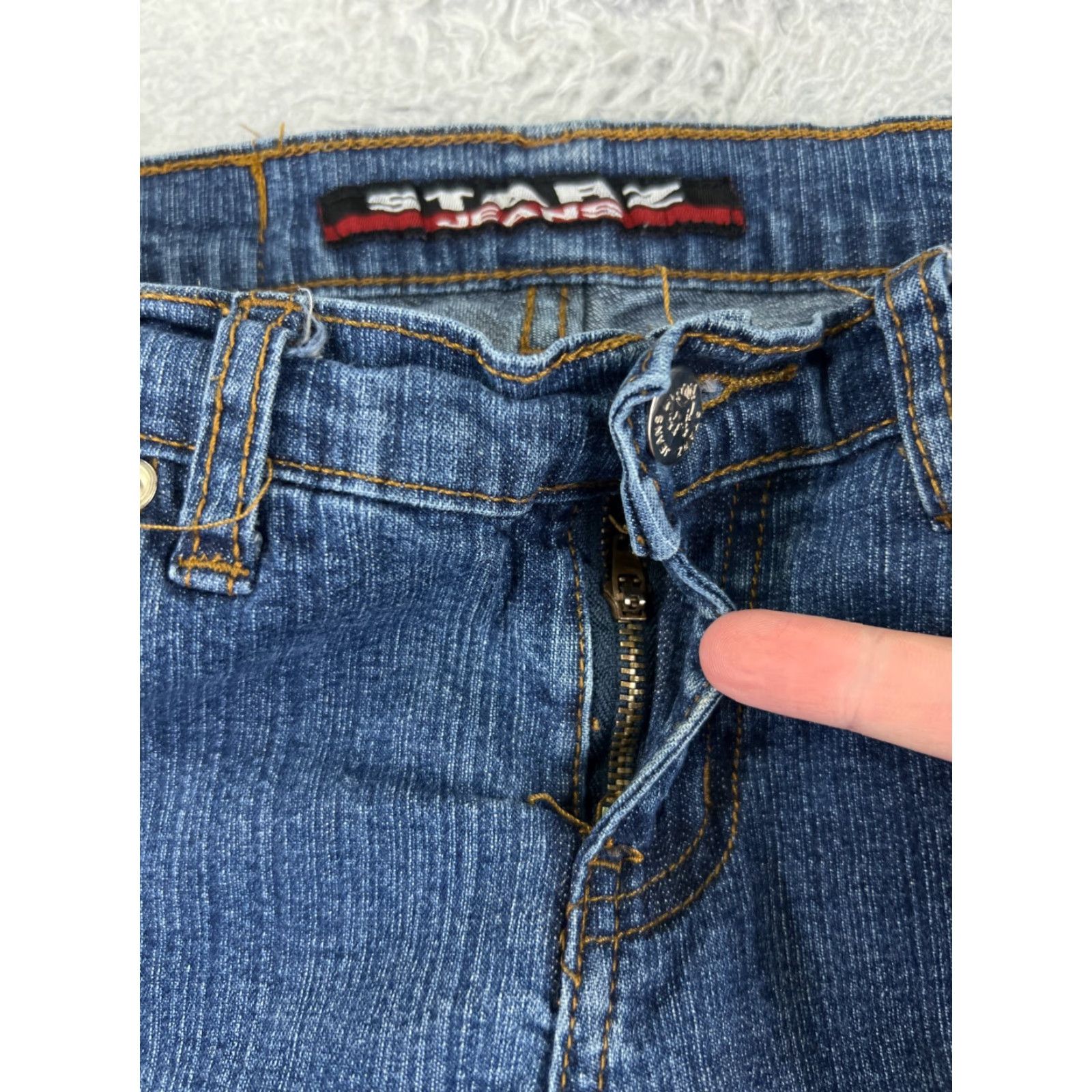 Vintage Starz Pants Womens Jeans Blue Denim Flared Low Rise Embroidered Cotton 26x29 Size 25" / US 0 / IT 36 - 5 Thumbnail