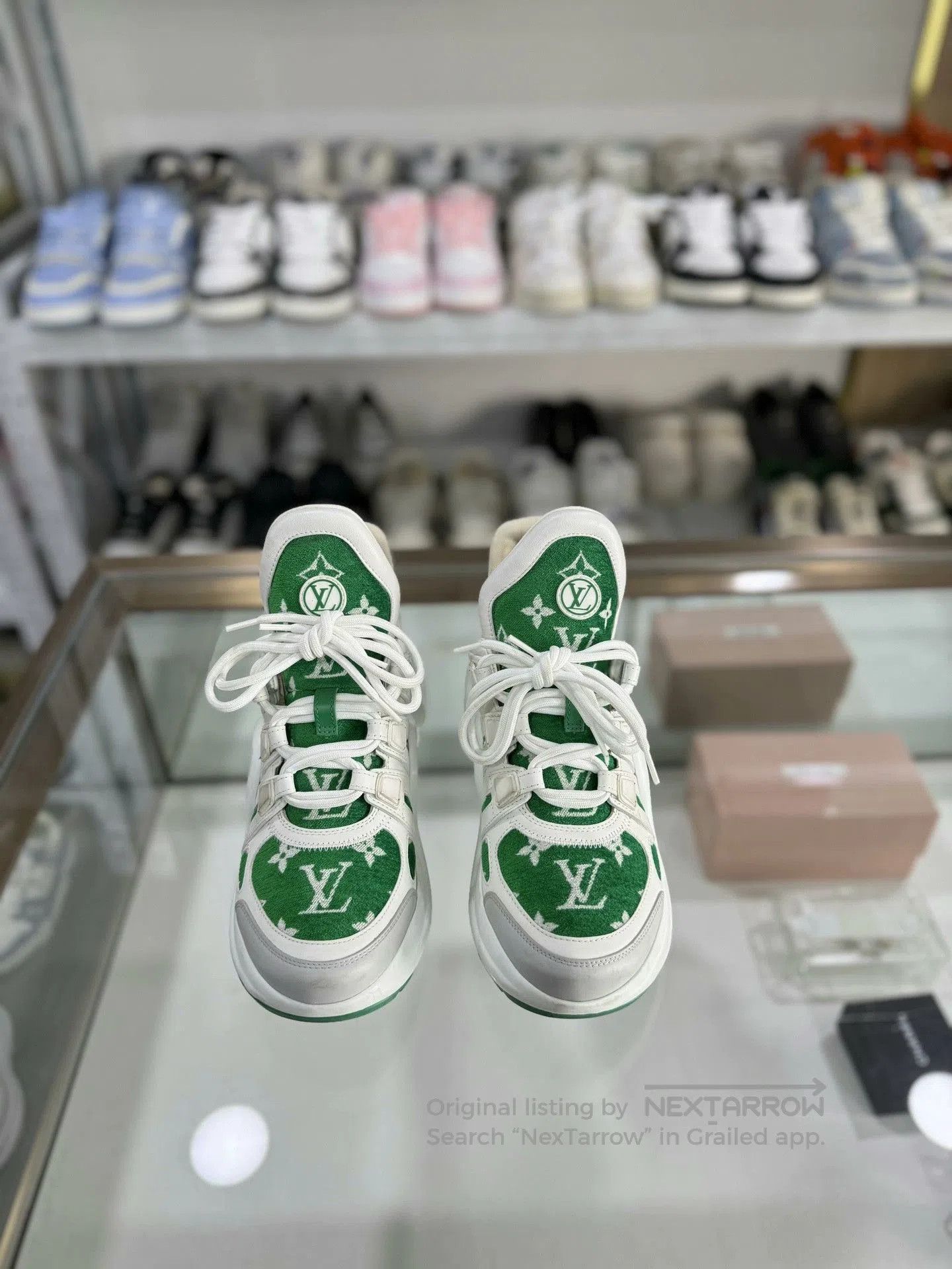 Louis Vuitton Louis Vuitton Green Flock Arch Dad Shoes 36.5. Size US 5.5 / IT 35.5 - 2 Thumbnail