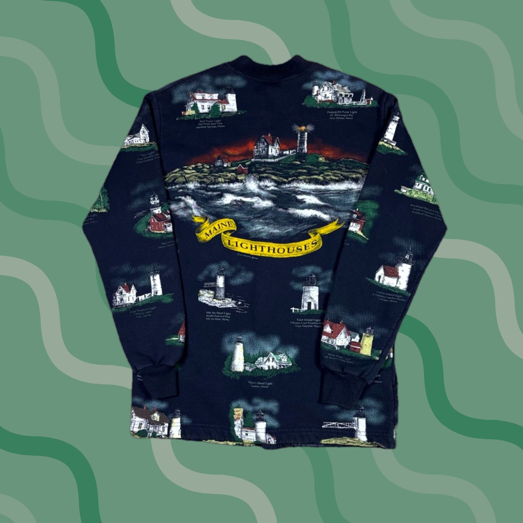 Vintage VINTAGE Art Unlimited Cardigan Sweatshirt Light House AOP Blue Size Large Size US S / EU 44-46 / 1 - 1 Thumbnail