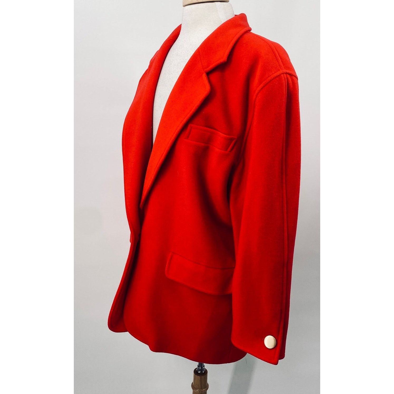 Escada Vintage 80s Escada Wool Blazer Coat Oversize Gold Button Red Size L / US 10 / IT 46 - 5 Thumbnail