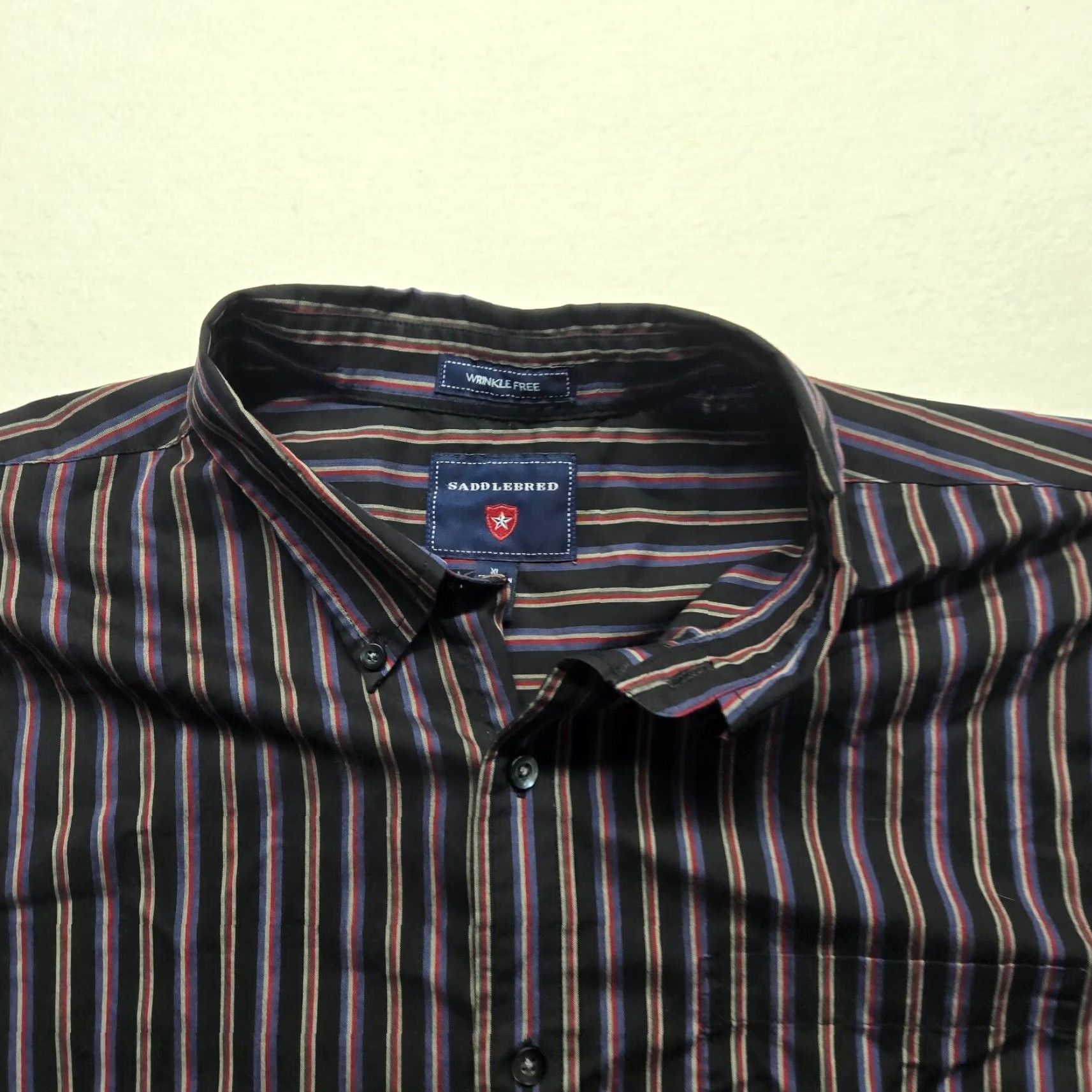 Vintage Saddlebred Shirt Button-Up Striped Black Long Sleeve Adult Men XL Size US XL / EU 56 / 4 - 2 Thumbnail