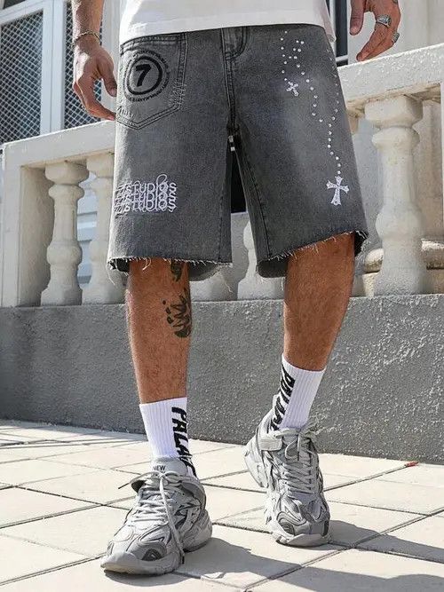 Jean DRIP washed Shorts Jorts jeans ripped Size US 30 / EU 46 - 2 Thumbnail