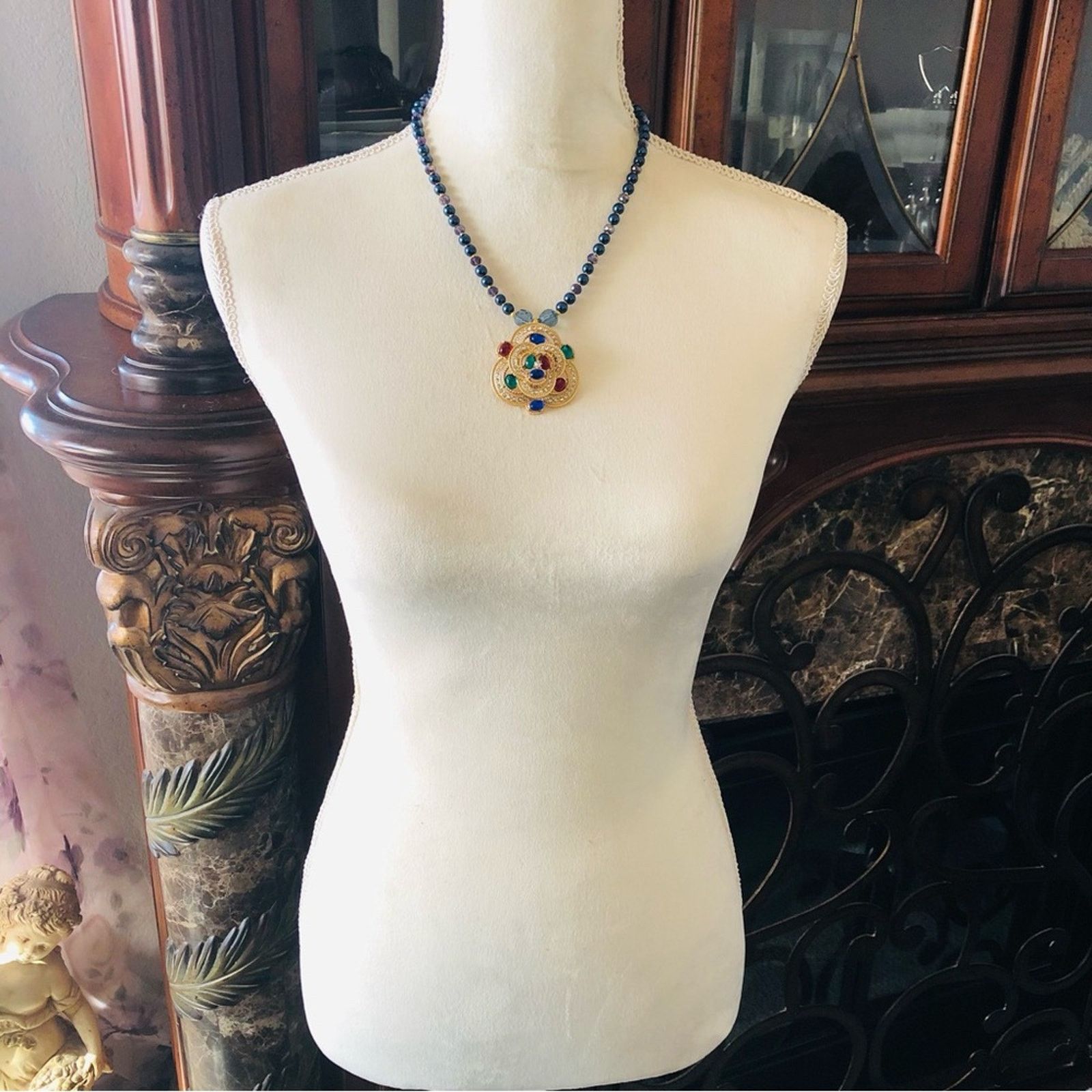 Handmade Handcrafted repurpose regal look stone Pearl necklace Size ONE SIZE - 7 Thumbnail