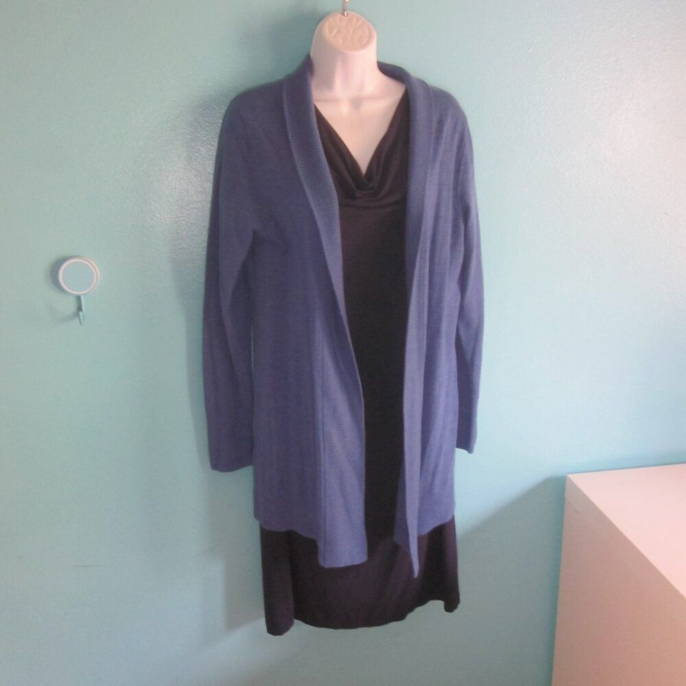 Robert Talbott Talbots Womens Size L Bright Blue Lightweight Merino Wool Open Front Cardigan Size L / US 10 / IT 46 - 7 Thumbnail