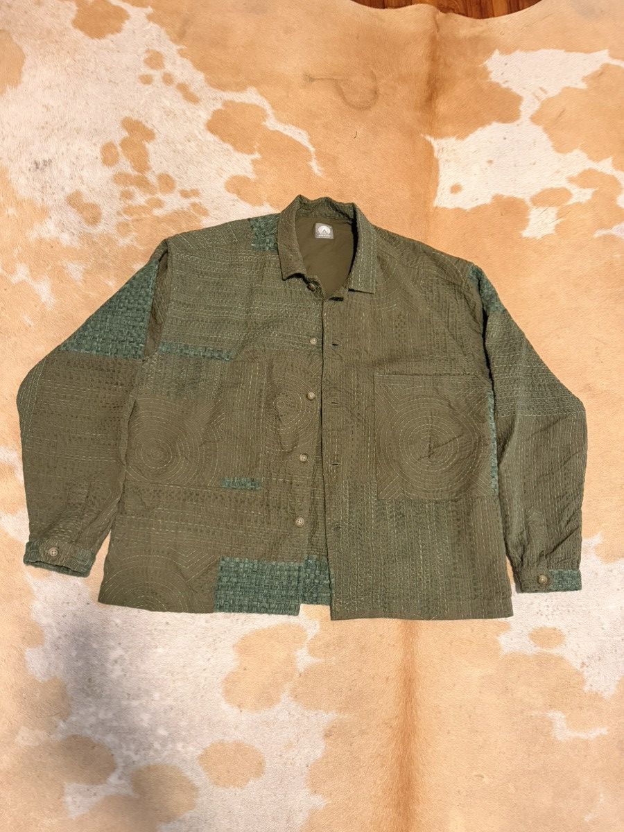 18 East Sam Shirt Sashiko Hand-Stitched Green NWOT Large