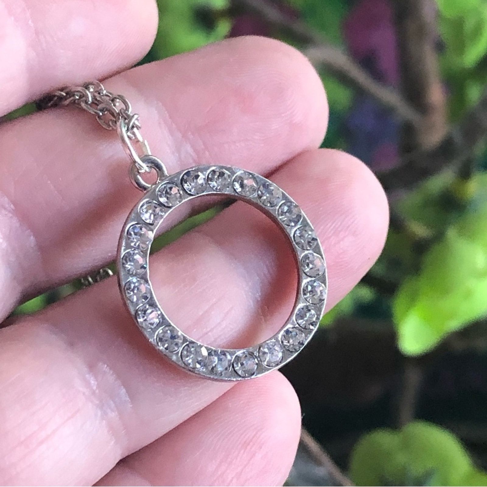 Jewelry Clear rhinestone ring pendant on chain necklace Size ONE SIZE - 2 Thumbnail