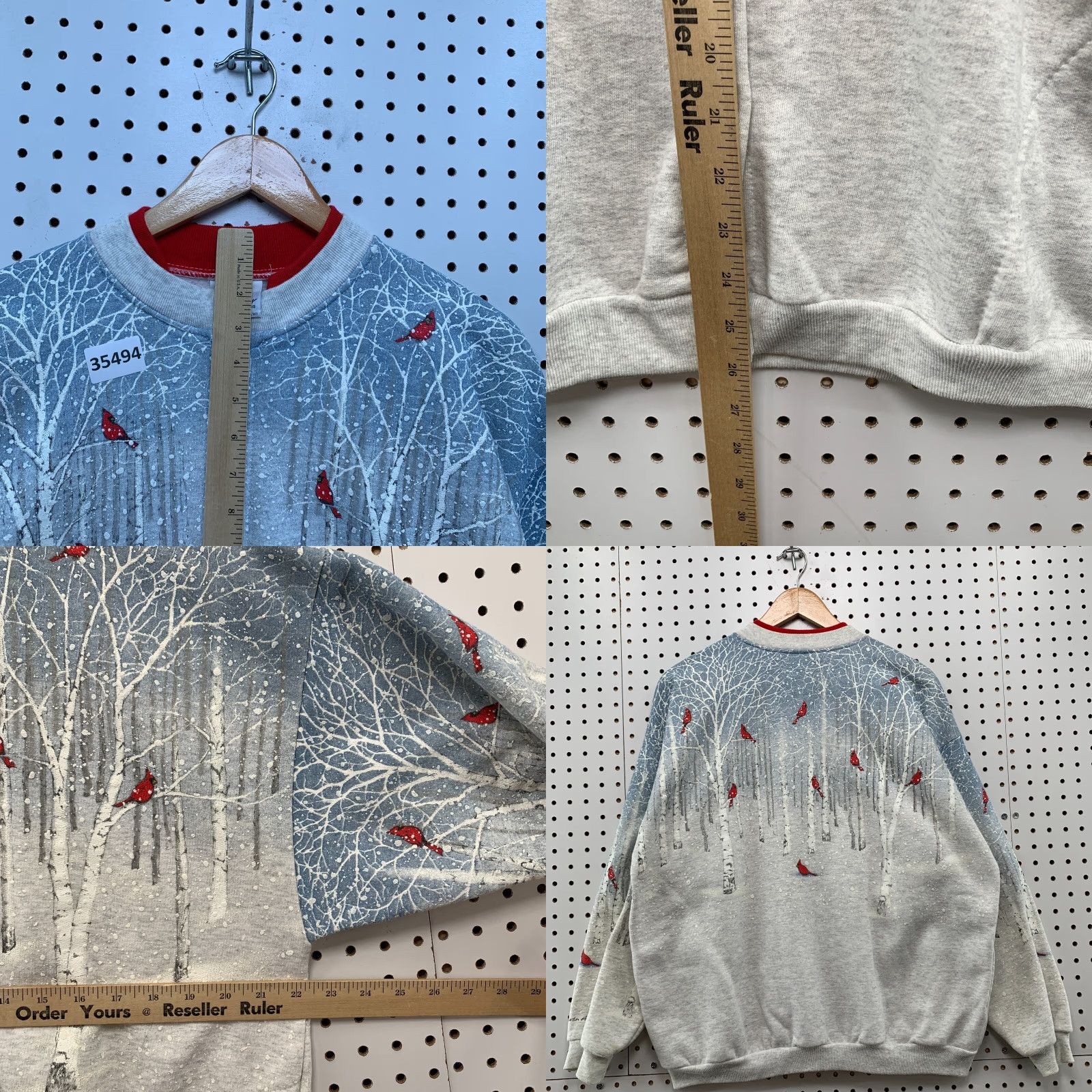 Vintage VINTAGE Artisans Cardigan Sweatshirt Womens Large Cardinal Winter Snow AOP Bird 22.5x26 Size L / US 10 / IT 46 - 8 Thumbnail