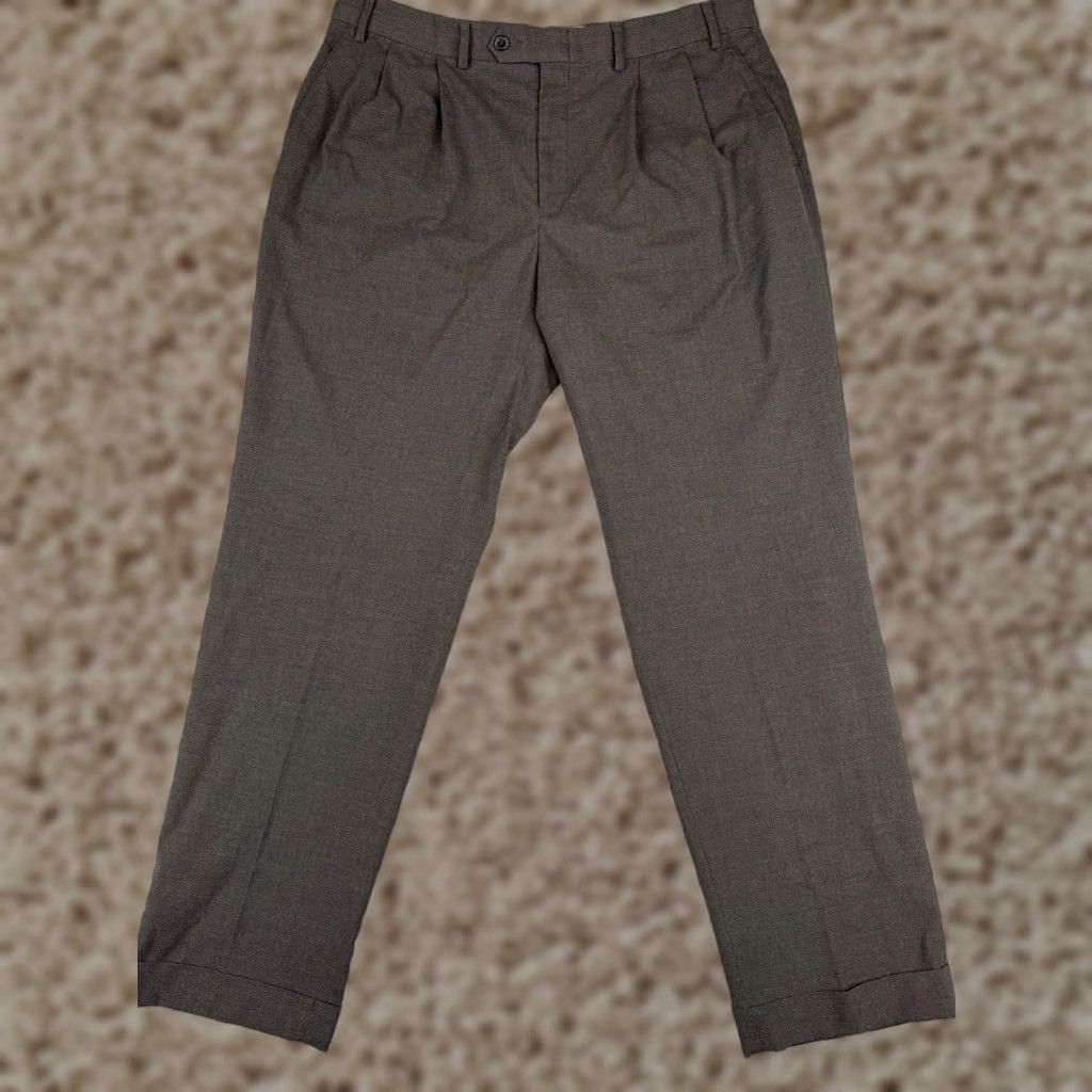 Ralph Lauren Ralph Lauren Pants Mens 38 Gray Plaid Pleated Suit Trouser Poly Rayon RRL Dress Pants Casual Formal Size 38R - 1 Thumbnail