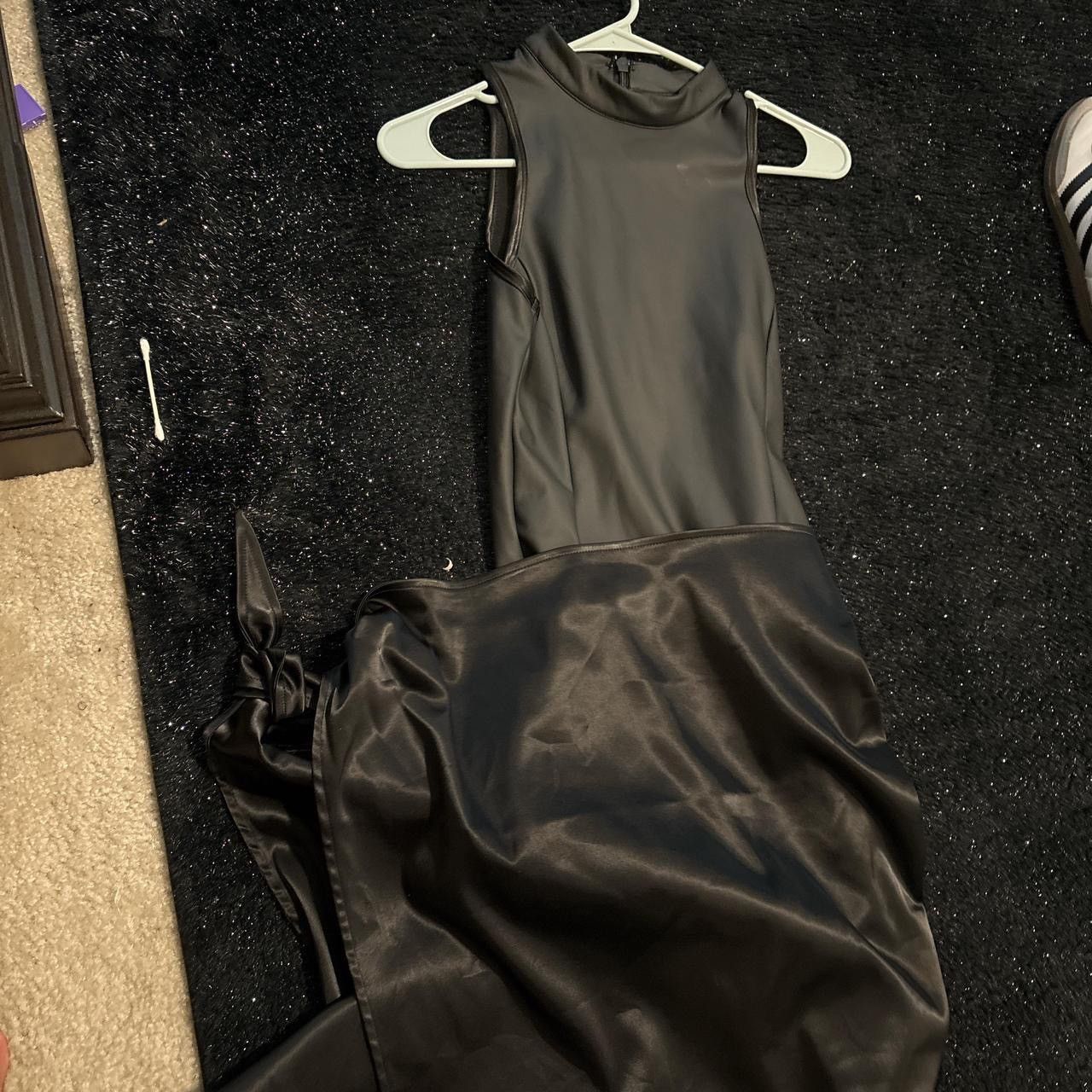 Maniere De Vior Black leather and satin mini dress Size XS / US 0-2 / IT 36-38 - 3 Thumbnail