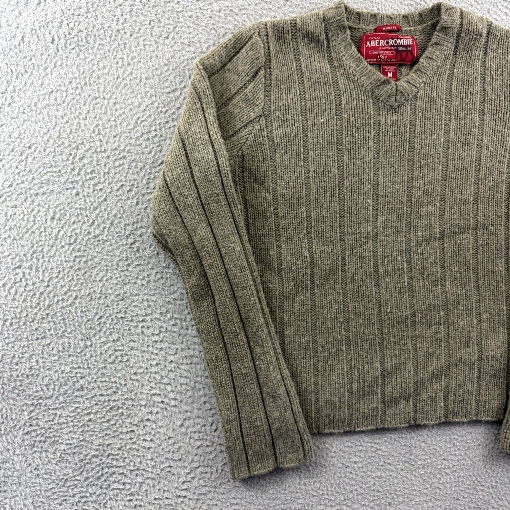 Abercrombie & Fitch VINTAGE Abercrombie & Fitch Mens M Green Ribbed Wool Blend Preppy Pullover Sweater Size US M / EU 48-50 / 2 - 4 Thumbnail