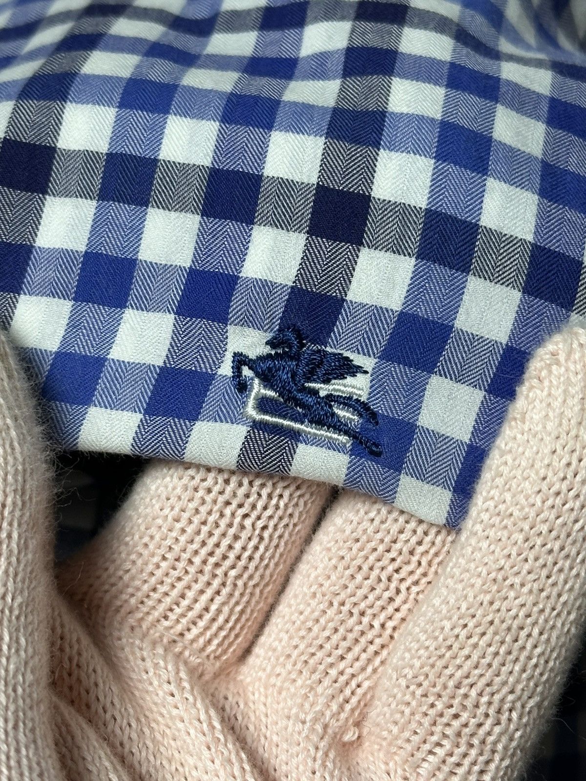 Etro Etro Checkered Blue & White Long Sleeve Shirt Size US L / EU 52-54 / 3 - 8 Thumbnail