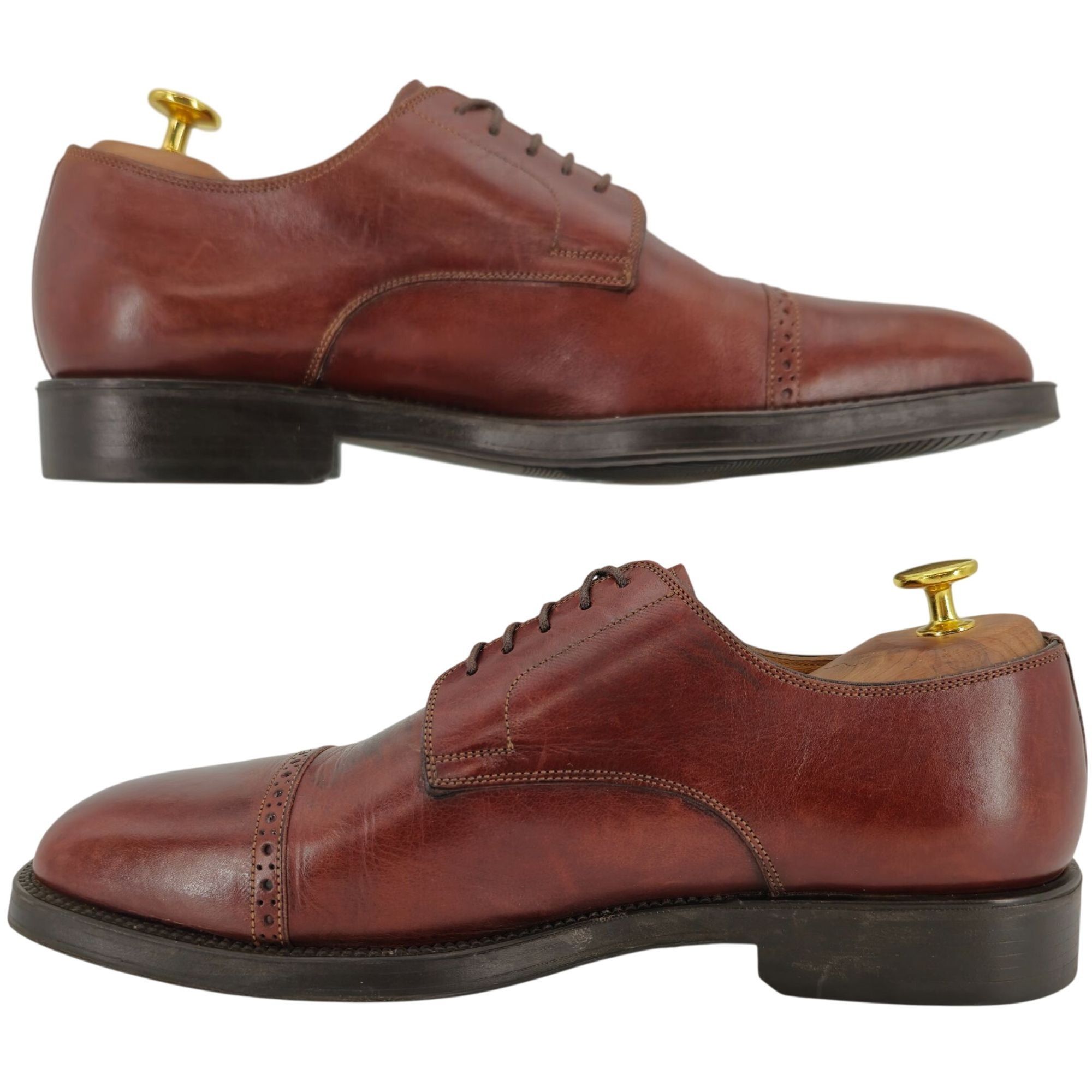 Santoni Santoni Italy Brown Leather Dress Shoes Men 9 Classic Derby Size US 9 / EU 42 - 6 Thumbnail