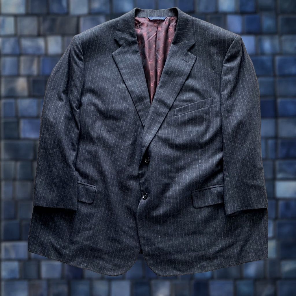 Brooks Brothers Brooks Brothers Blazer Jacket Single-Breasted Notch Wool Gray Pinstripe 54 Regular Mens Vintage Bespoke Hand Tailored Size 54R - 1 Thumbnail