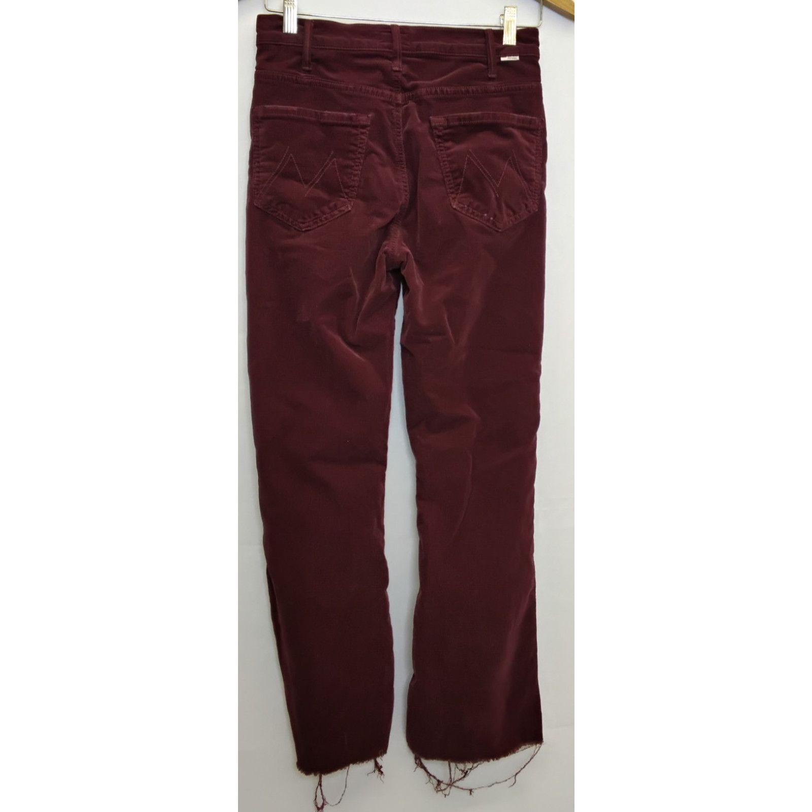 MOTHER Mother Hustler Corduroy Jeans Women's 27 Maroon Ankle Fray Size 27" / US 4 / IT 40 - 3 Thumbnail