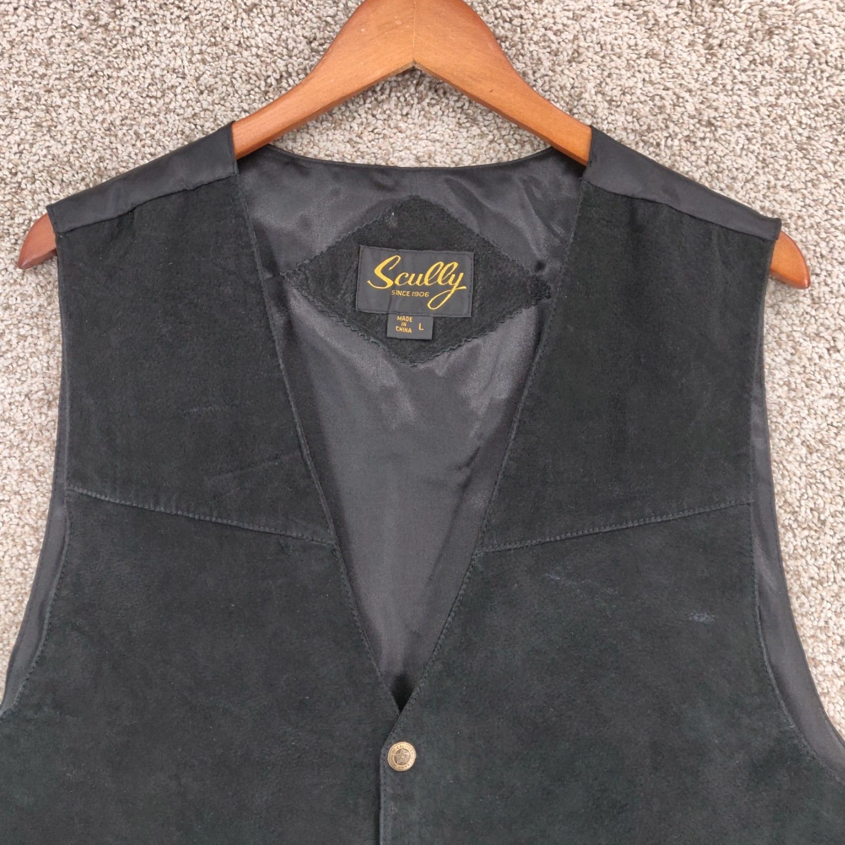 Scully Scully Vest Mens Large Black Genuine Leather Snap Up Western Cowboy Biker Size US L / EU 52-54 / 3 - 2 Thumbnail