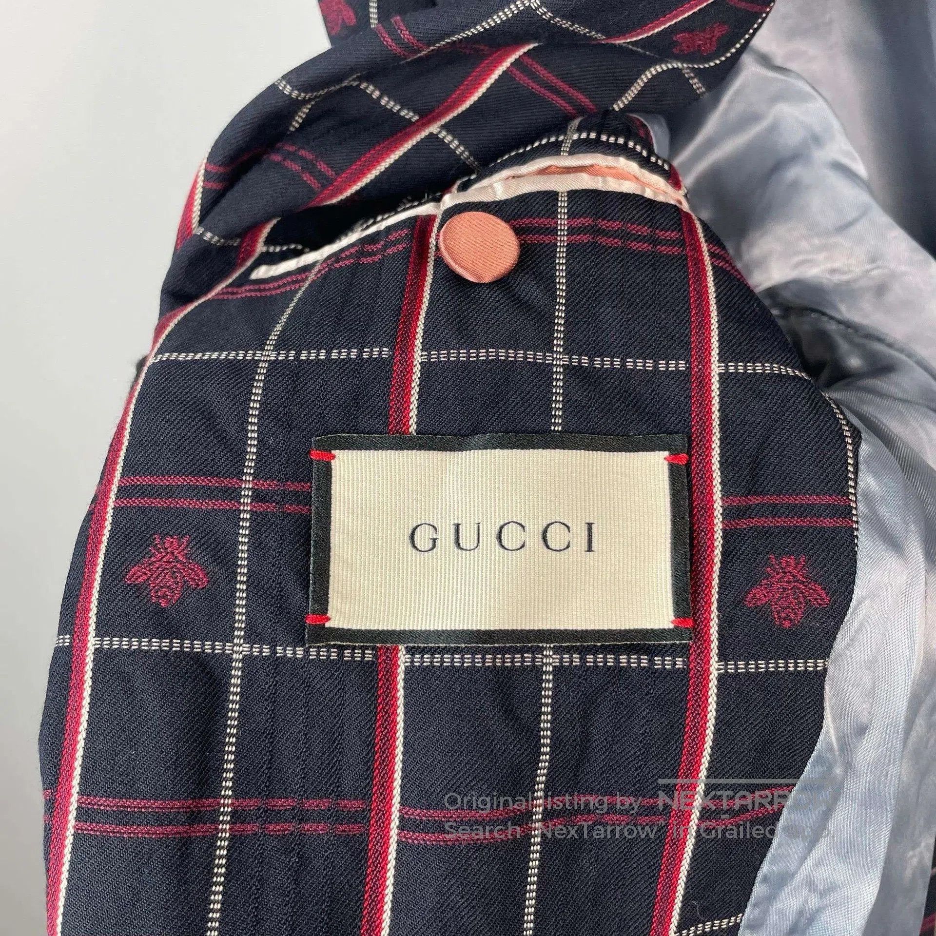 Gucci Guicci Deep blue checkered bee full print suit jacket| Size US S / EU 44-46 / 1 - 5 Thumbnail