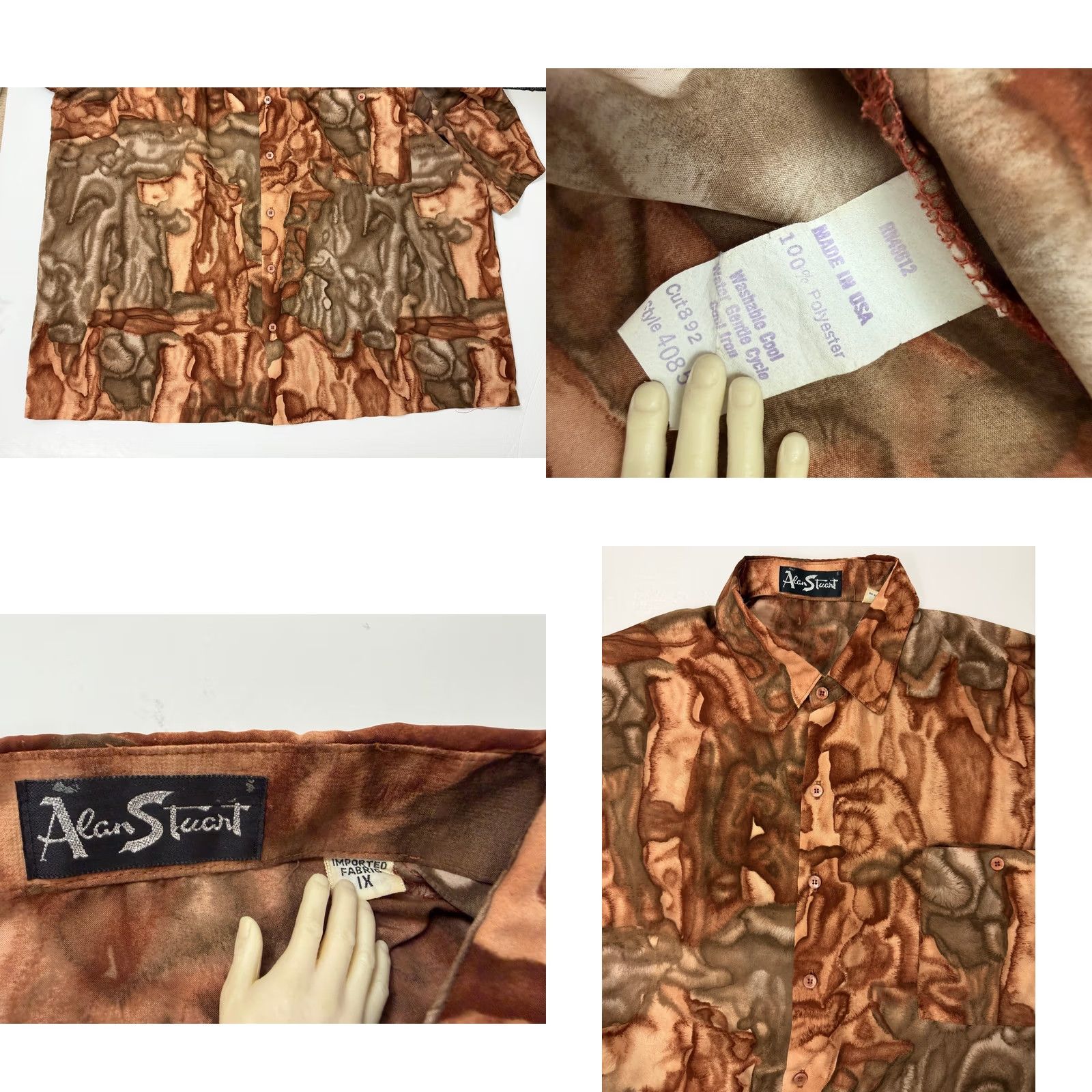 Vintage VINTAGE Alan Stuart Shirt Men XL Abstract Button-Up Silky Polyester USA Made Size US XL / EU 56 / 4 - 9 Thumbnail