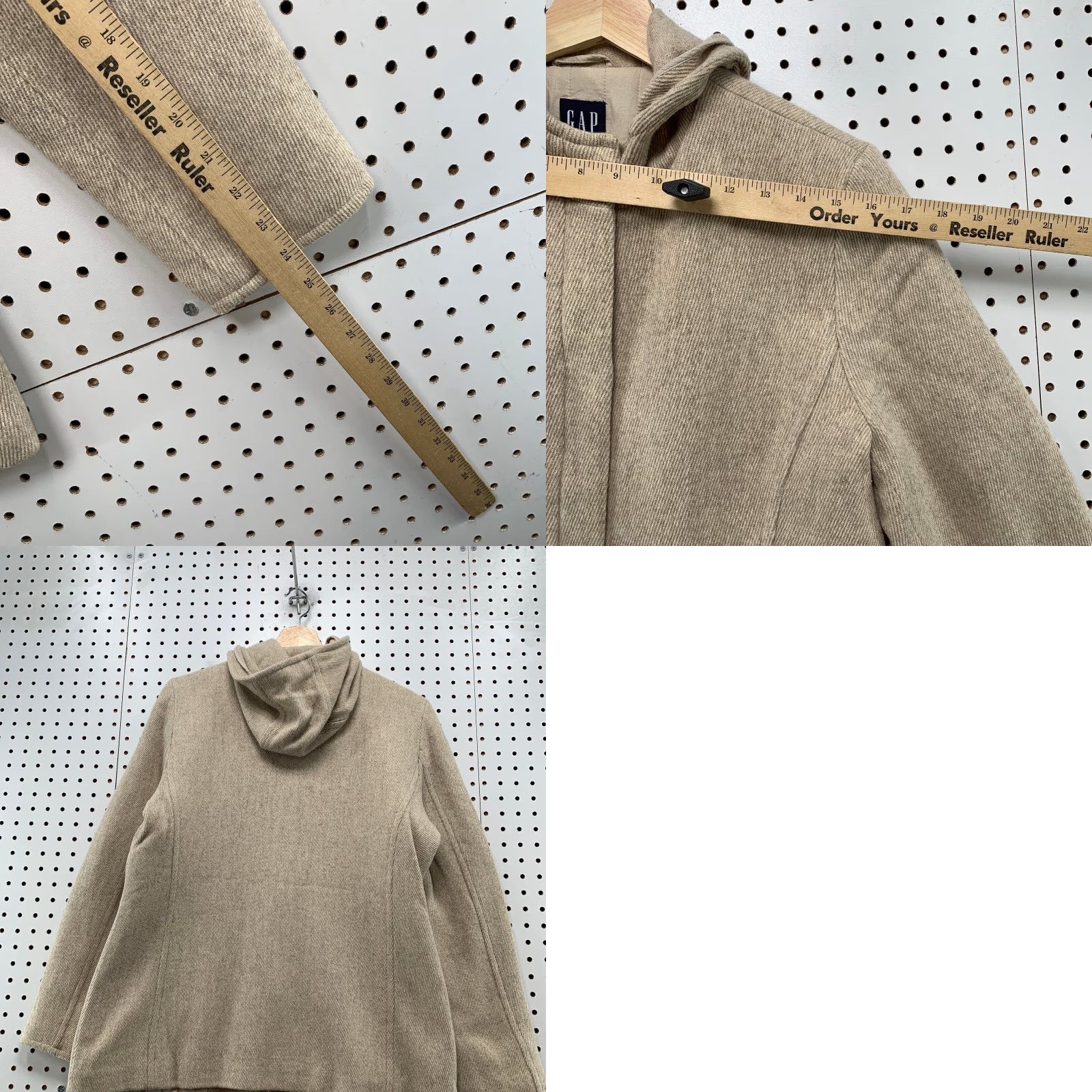 Gap VINTAGE Gap Wool Jacket Womens Large Oatmeal Beige Hooded Lined Insulated Y2K Jacket Size L / US 10 / IT 46 - 9 Thumbnail