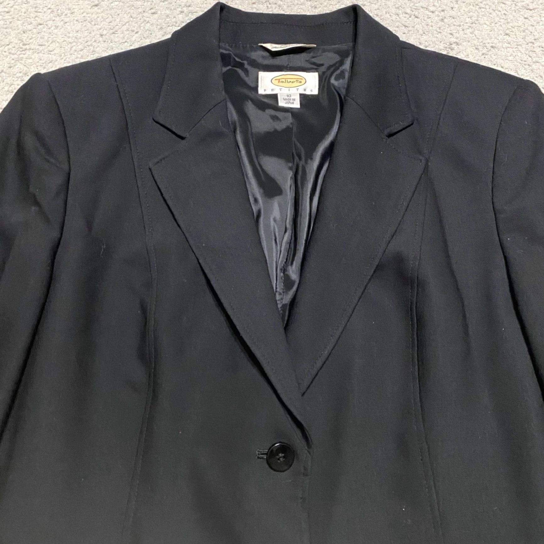 Talbots Talbots Blazer Womens 10P Petite Black Wool Lined Button-Up Office Classic Jacket Size L / US 10 / IT 46 - 6 Thumbnail