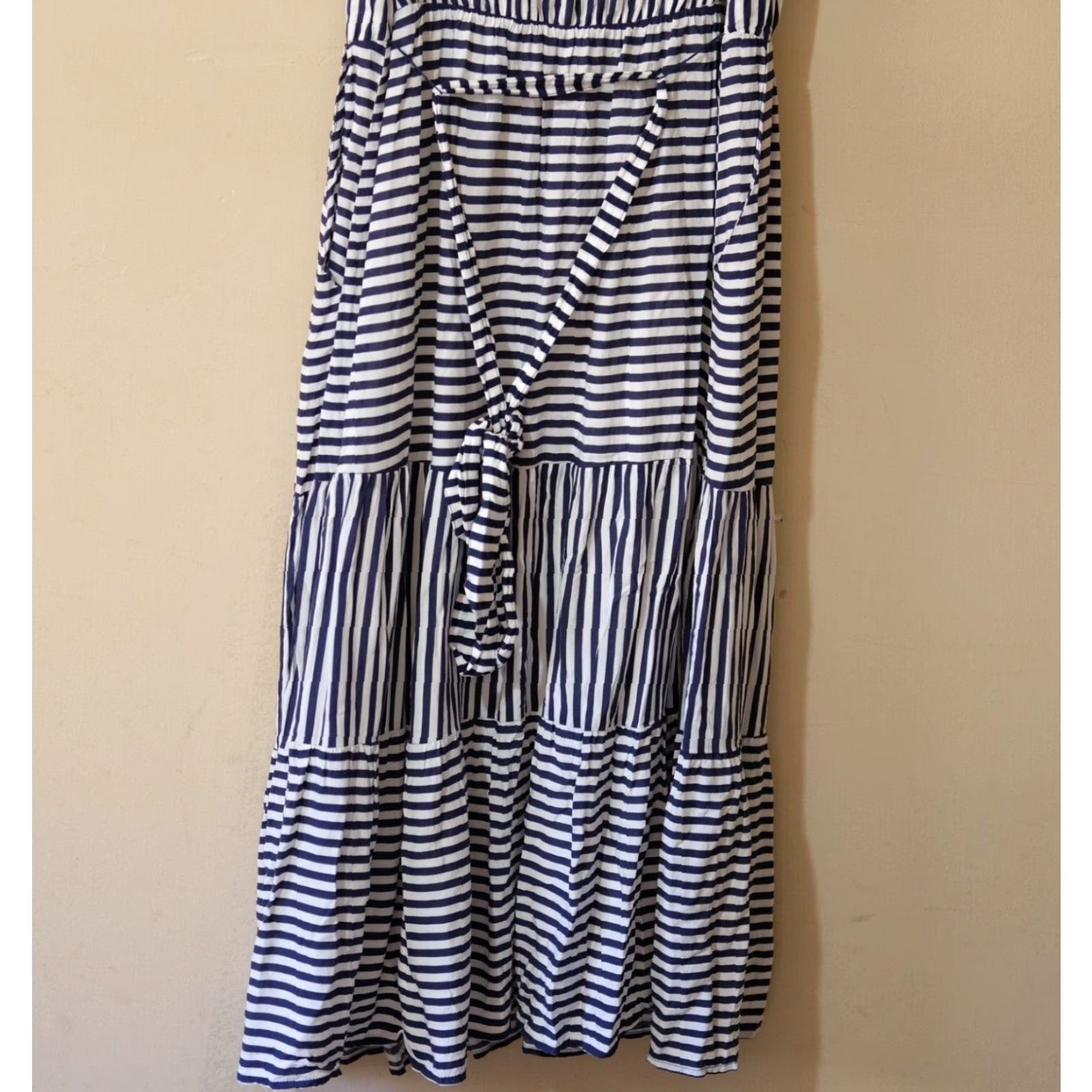 Torrid VINTAGE Torrid Navy & White StripeTiered Midi Dress Lined Women's Size 0 #H48-18 Size XS / US 0-2 / IT 36-38 - 7 Thumbnail
