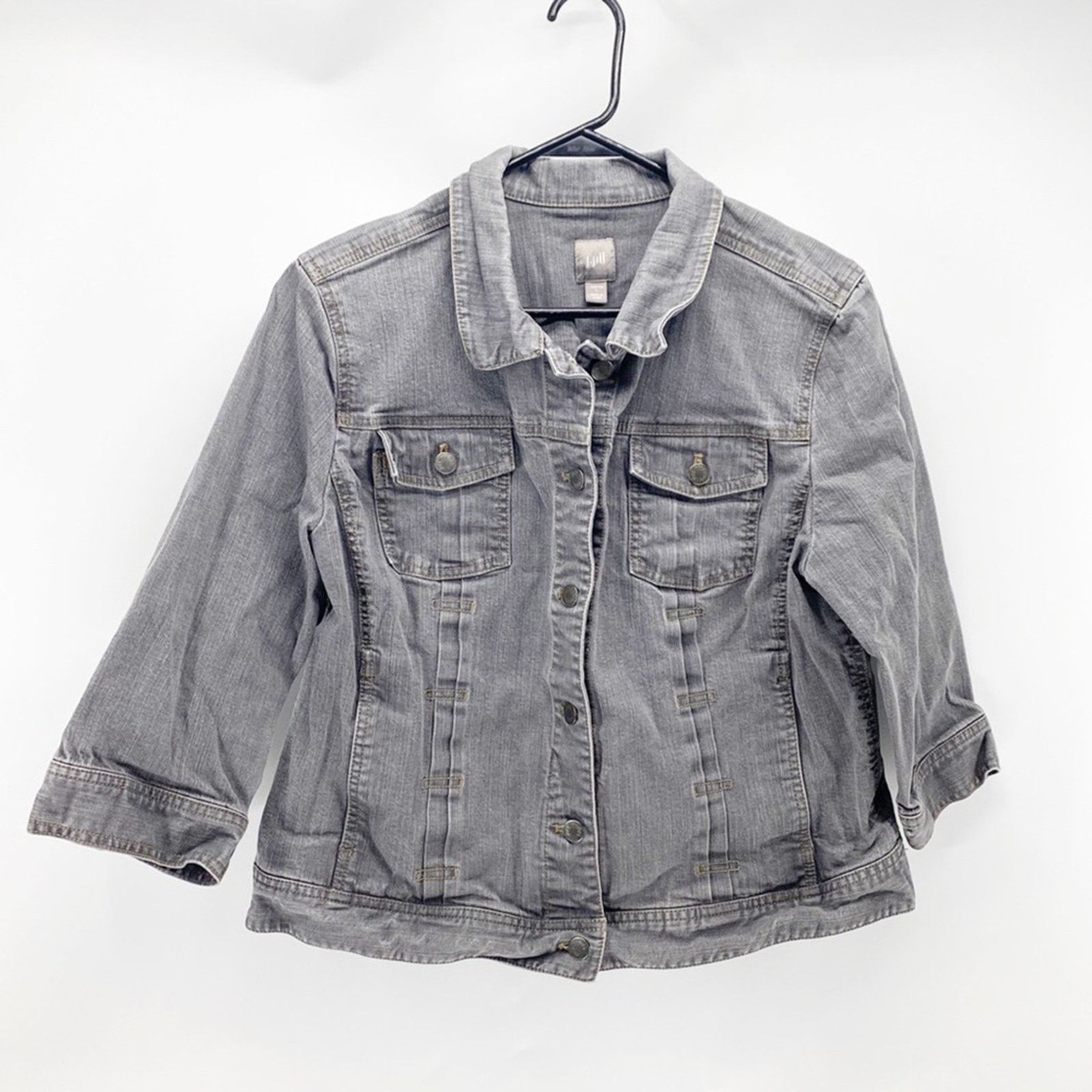 Other j.jill gray stretch denim 3 quarter sleeve jacket size L Size L / US 10 / IT 46 - 1 Thumbnail