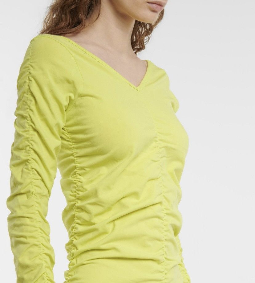 Helmut Lang Helmut Lang Ruched Midi Dress Acid Lime Size S / US 4 / IT 40 - 6 Thumbnail