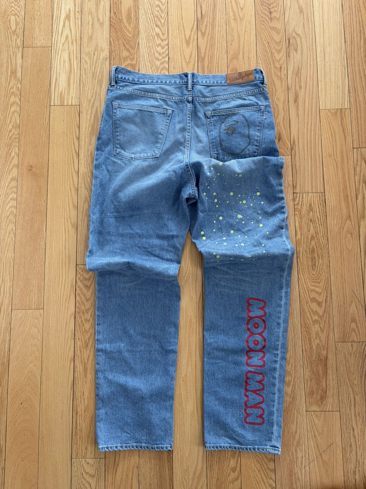 Bape A Bathing Ape Distressed Light Wash Denim Jeans Size US 34 / EU 50 - 3 Thumbnail