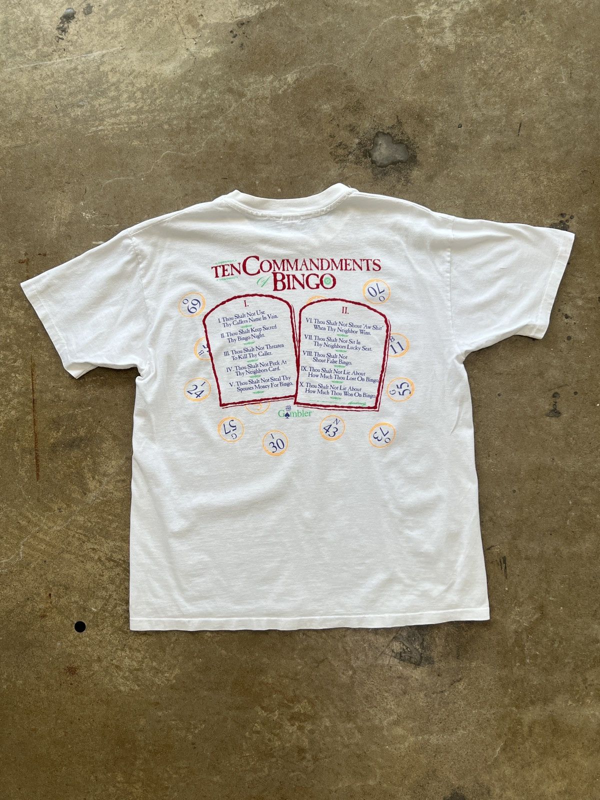 Vintage Vintage 90s Ten Commandments Bingo Religious Tee XL Size US XL / EU 56 / 4 - 5 Thumbnail