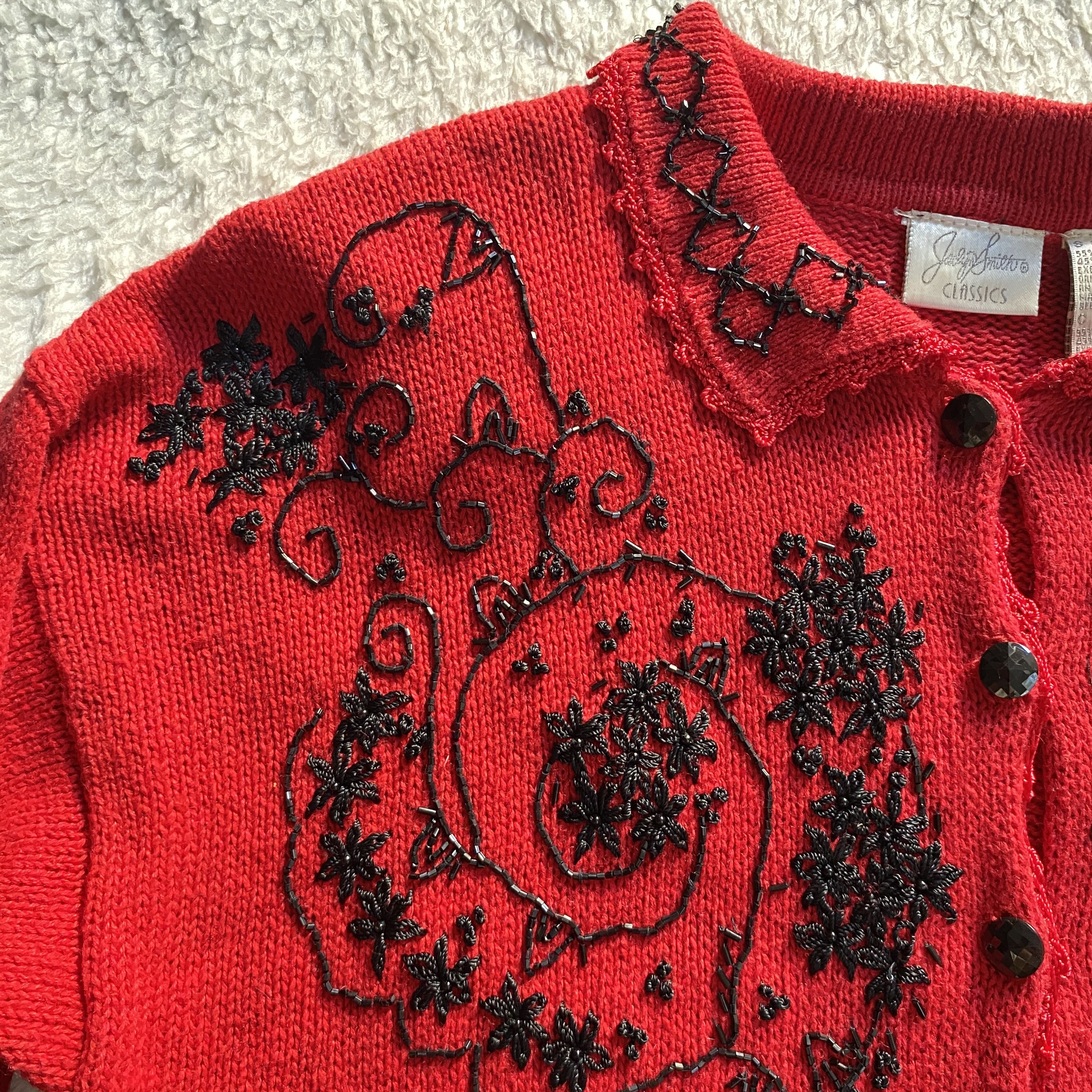 Other Vintage Jaclyn Smith Red Beaded Sweater Size S / US 4 / IT 40 - 8 Thumbnail