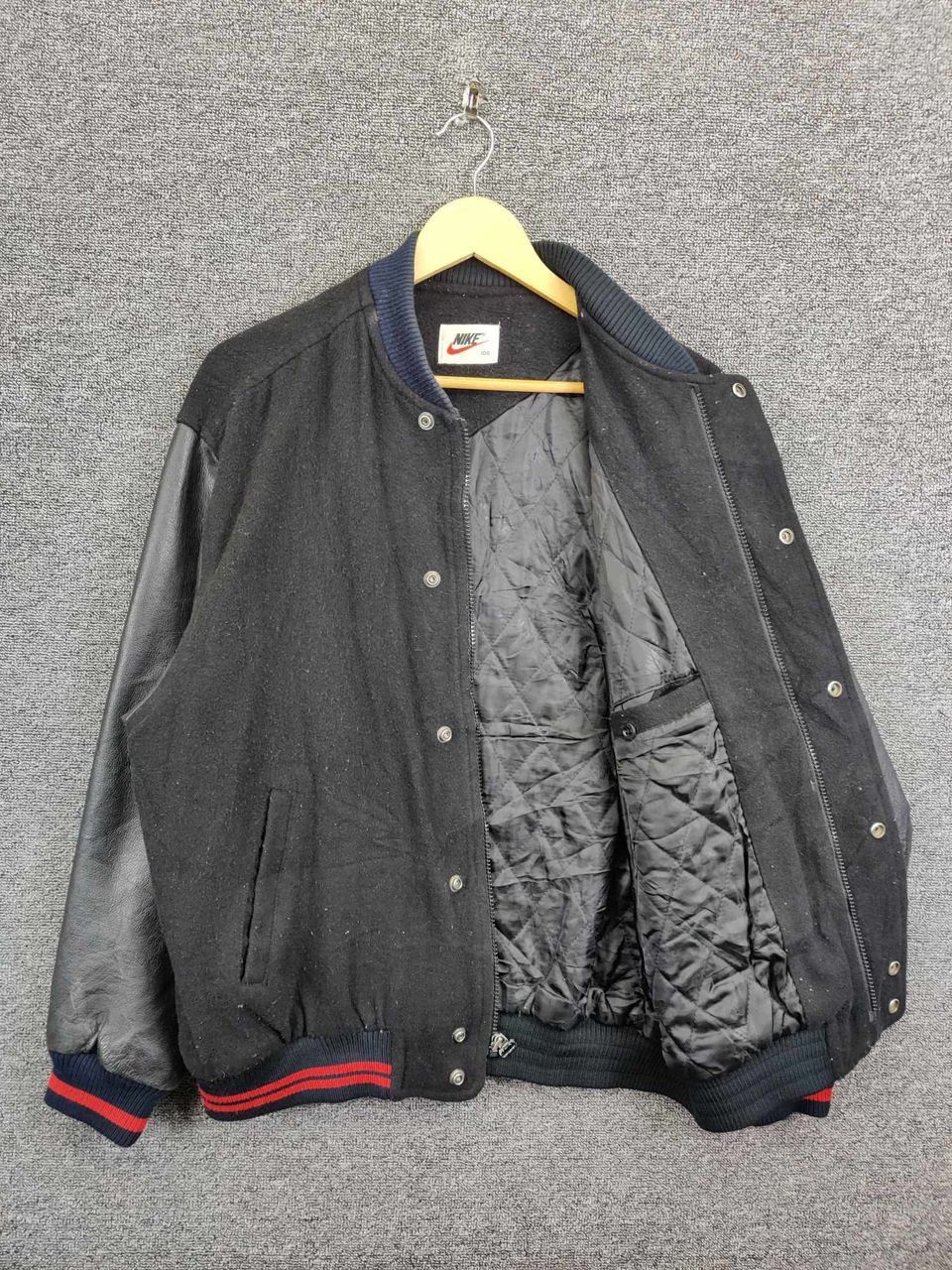 Nike Nice❗ Vintage Nike Air Jordan Wool Varsity Leather Jacket Size US XL / EU 56 / 4 - 7 Thumbnail